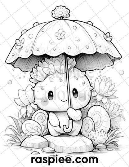 60 Cute Cactus Adventure Grayscale Coloring Pages for Adults, Printable PDF Instant Download