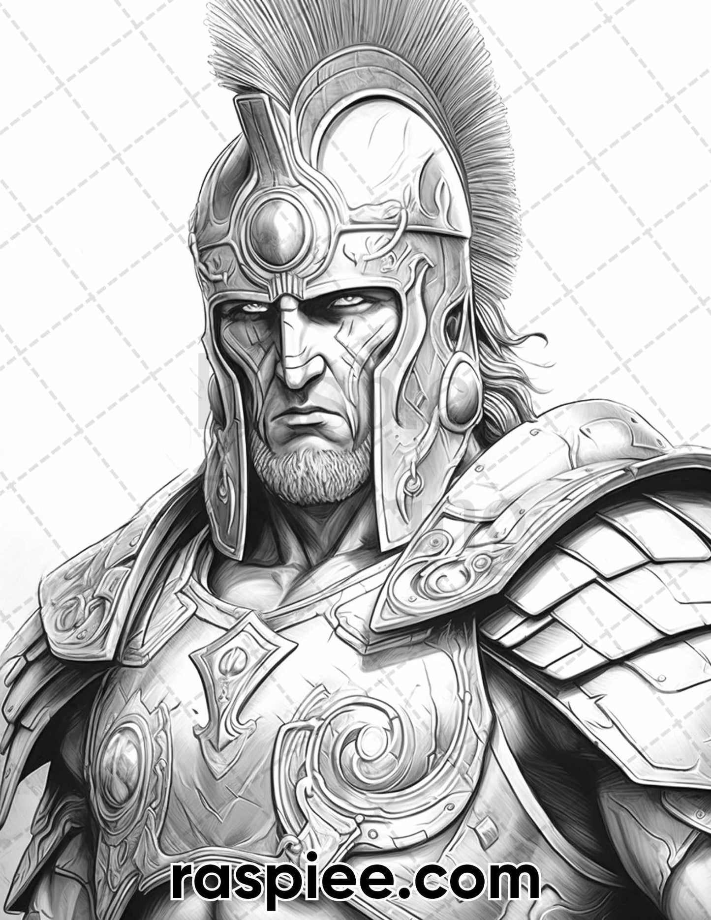 52 Mythology Gods Grayscale Coloring Pages for Adults, Printable PDF Instant Download