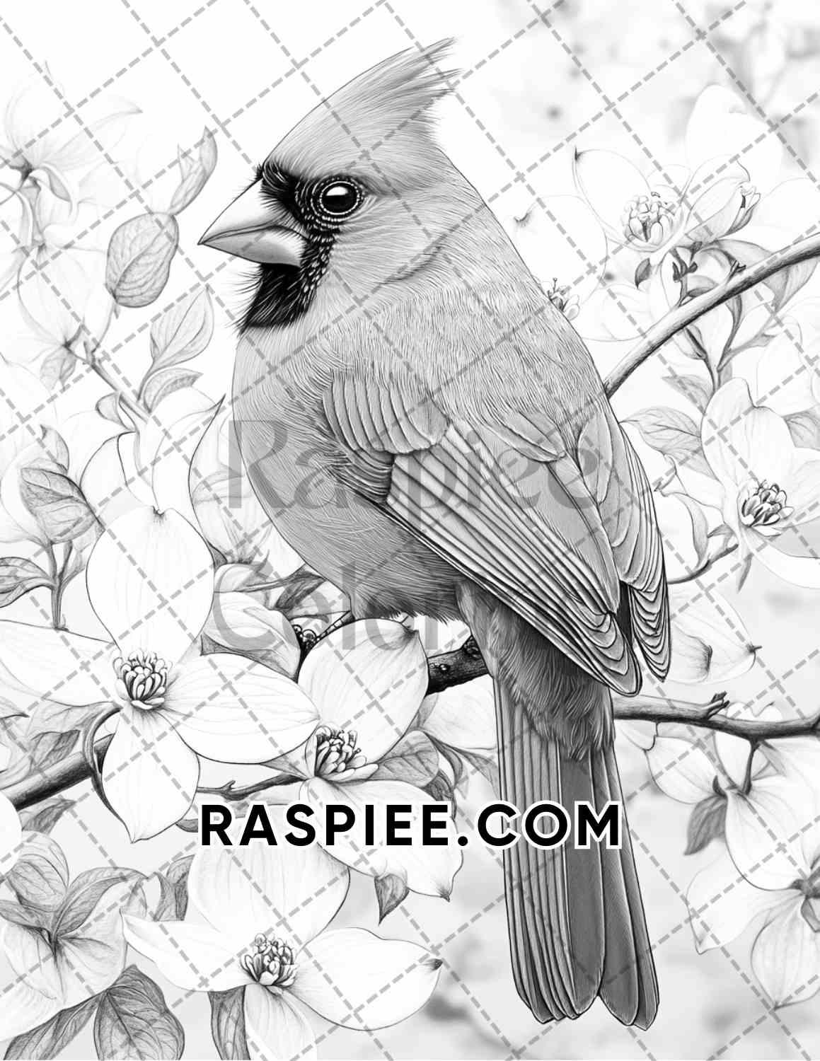 Flowers and Birds Adult Coloring Pages Printable PDF Instant Download