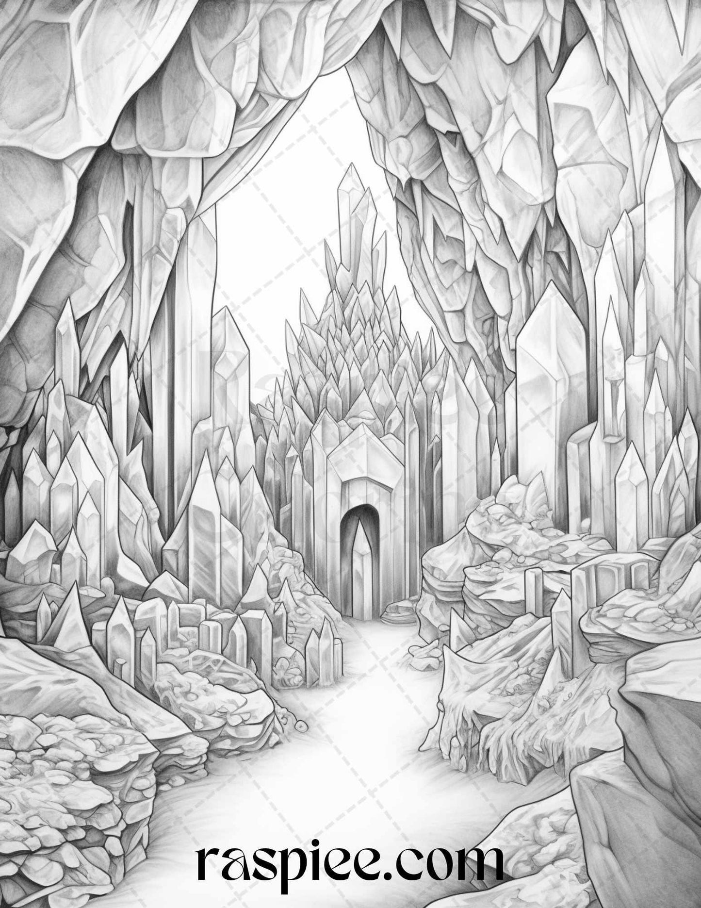 Mystical World Grayscale Coloring Pages Printable for Adults, Enchanting Fantasy Designs, PDF File Instant Download