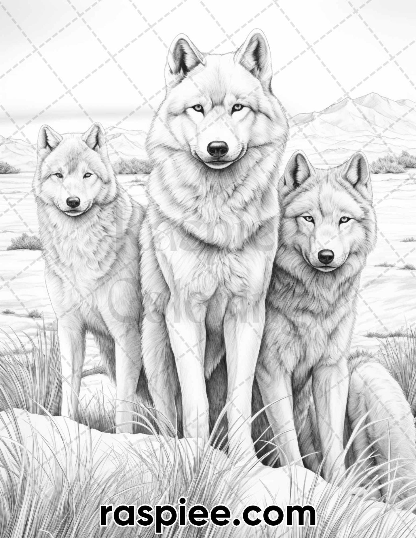 55 Winter Wildlife Grayscale Coloring Pages for Adults, Printable PDF Instant Download