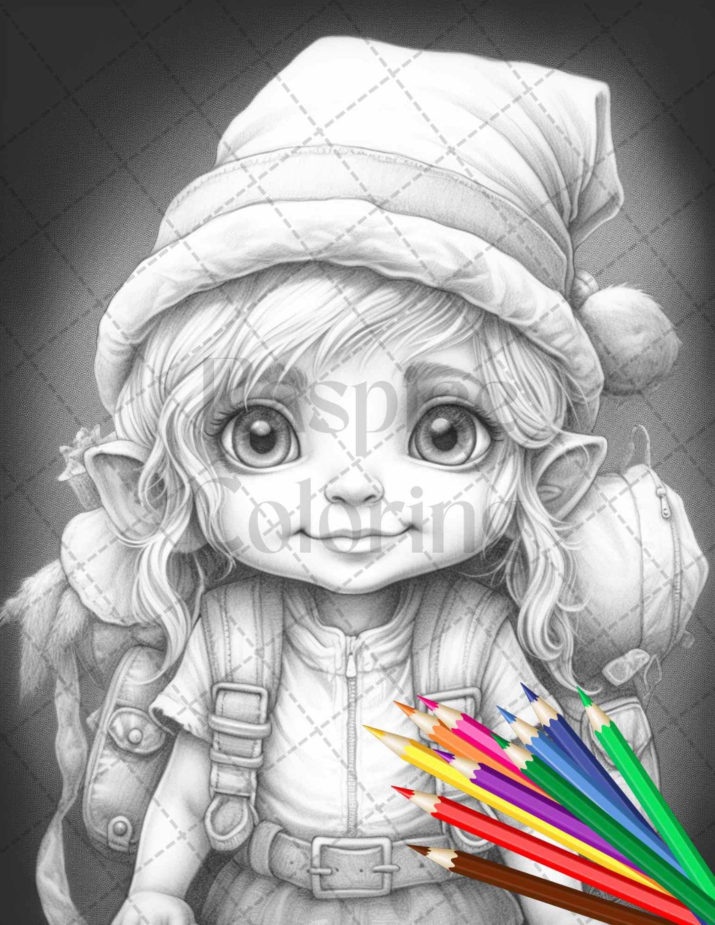 41 Adorable Gnome Girls Grayscale Coloring Pages Printable for Adults and Kids, PDF File Instant Download