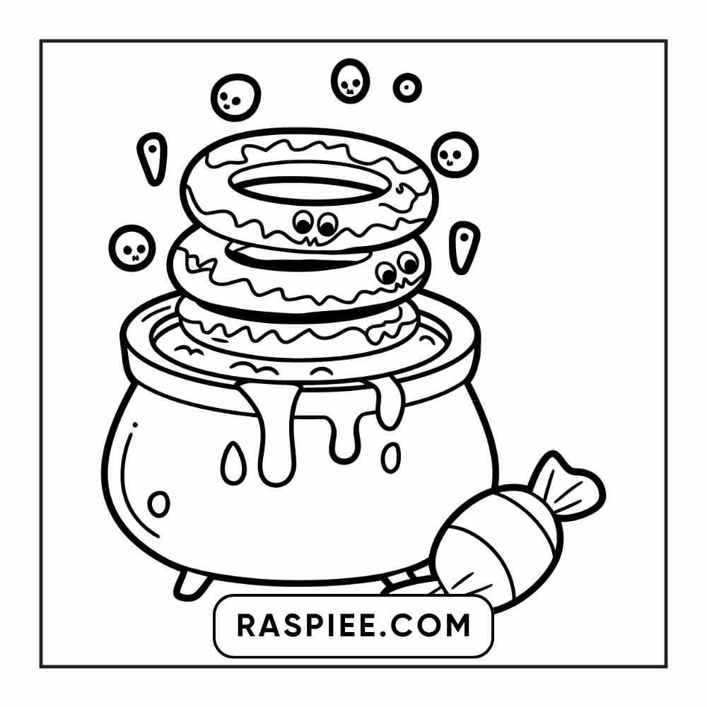 100 Bold Easy Spooky Food & Drinks Coloring Pages Printable PDF Instant Download