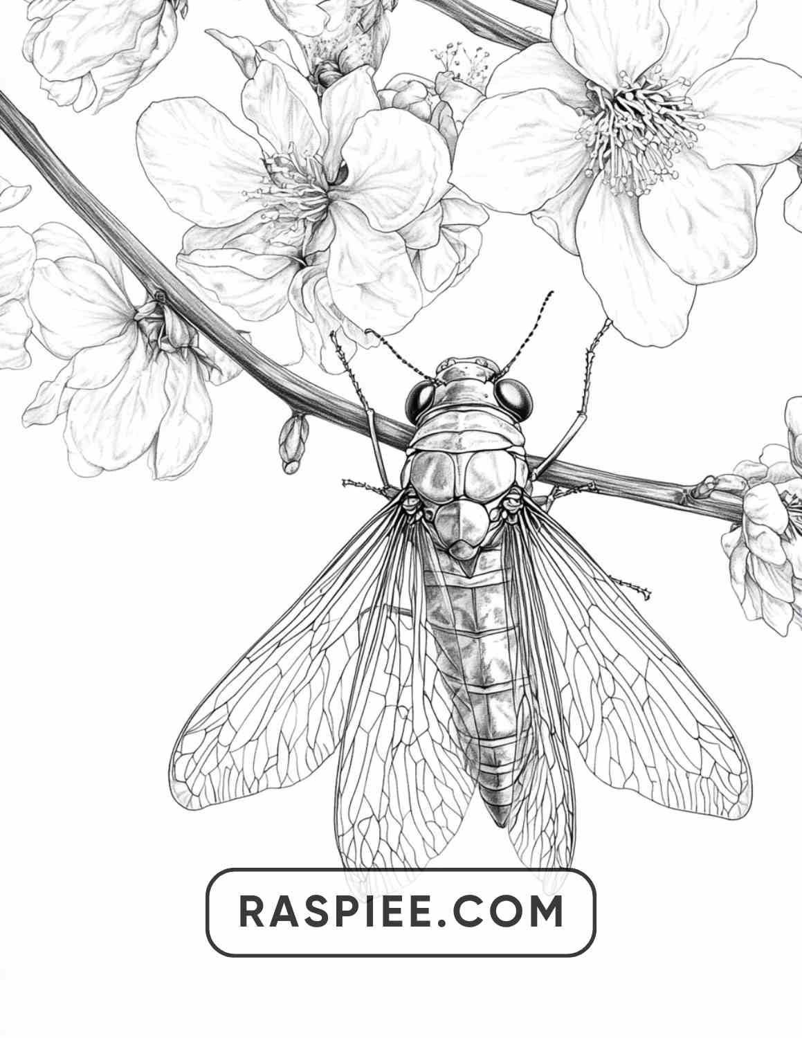 Insects and Flowers Adult Coloring Pages