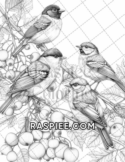 60 Relaxing Autumn Grayscale Adult Coloring Pages Printable PDF Instant Download