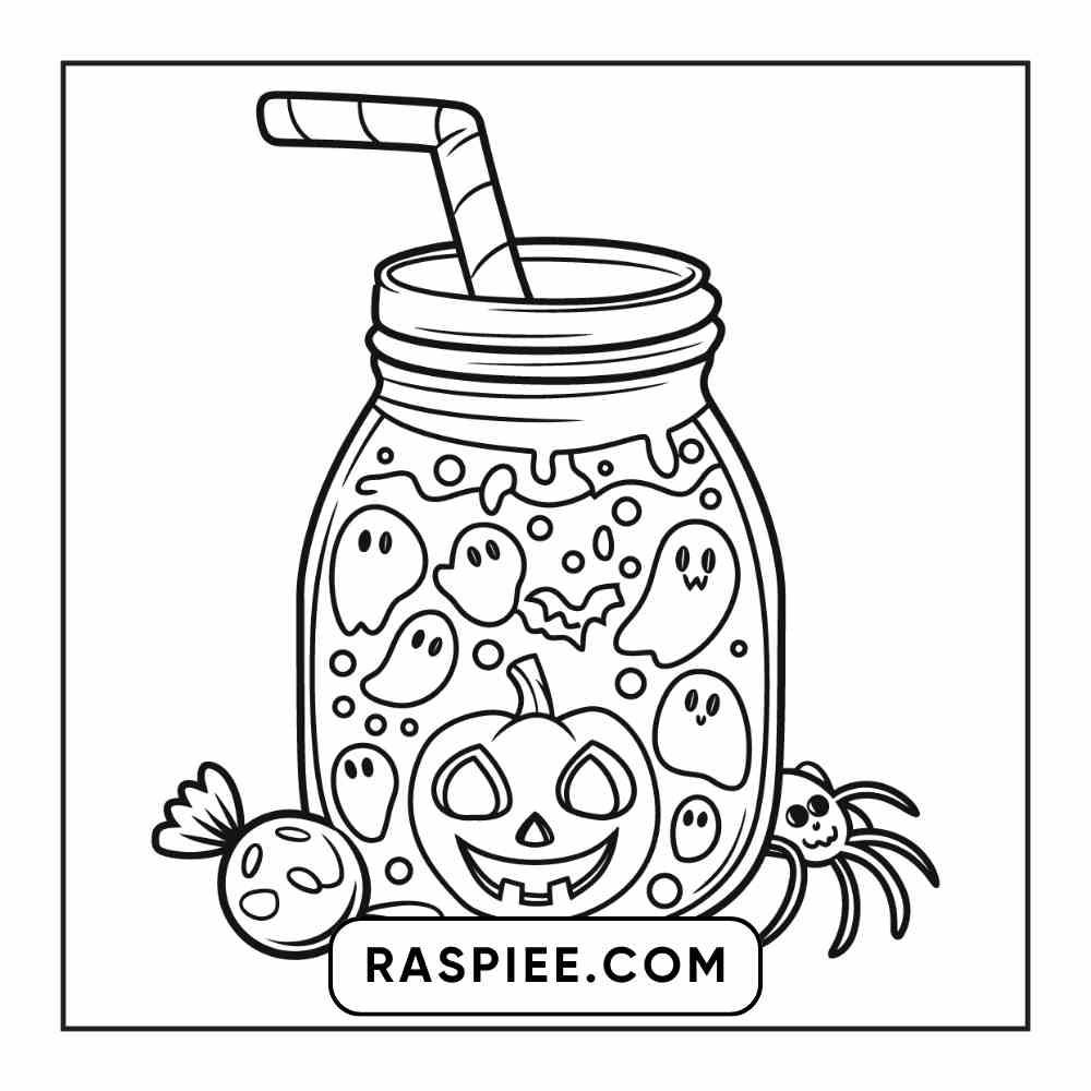 100 Bold Easy Spooky Food & Drinks Coloring Pages Printable PDF Instant Download