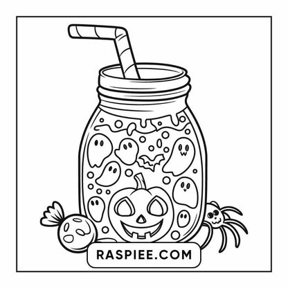 100 Bold Easy Spooky Food & Drinks Coloring Pages Printable PDF Instant Download