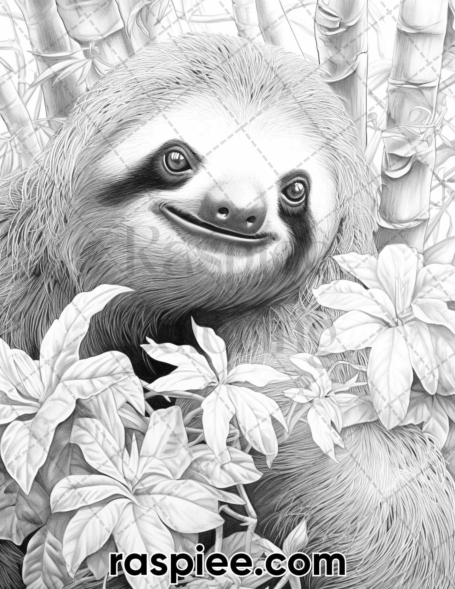 55 Wild Animals Grayscale Coloring Pages for Adults, Printable PDF Instant Download