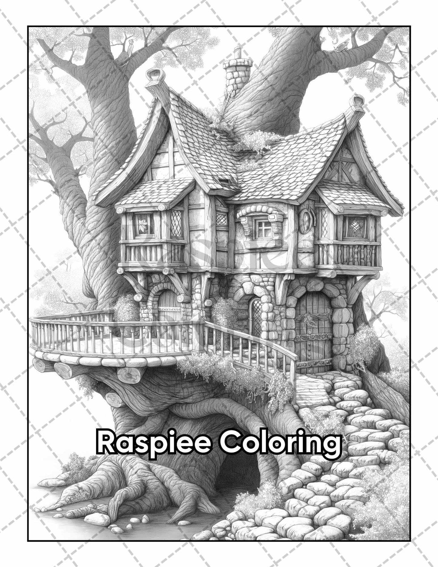 50 Fantasy Fairy Houses Adult Coloring Pages Printable PDF Instant Download