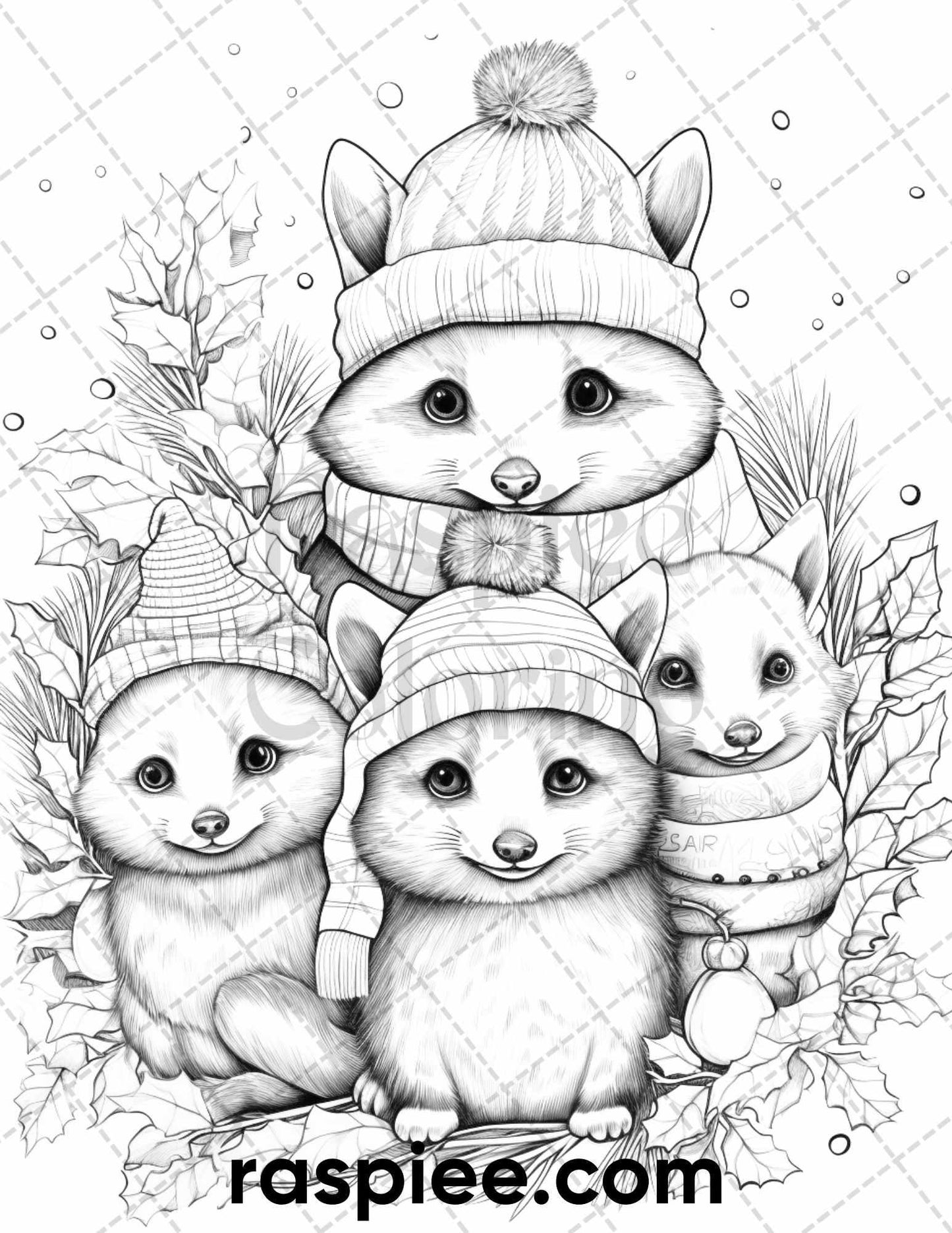 60 Merry Christmas Grayscale Coloring Pages Printable for Adult, Holiday Relaxation Art, PDF File Instant Download