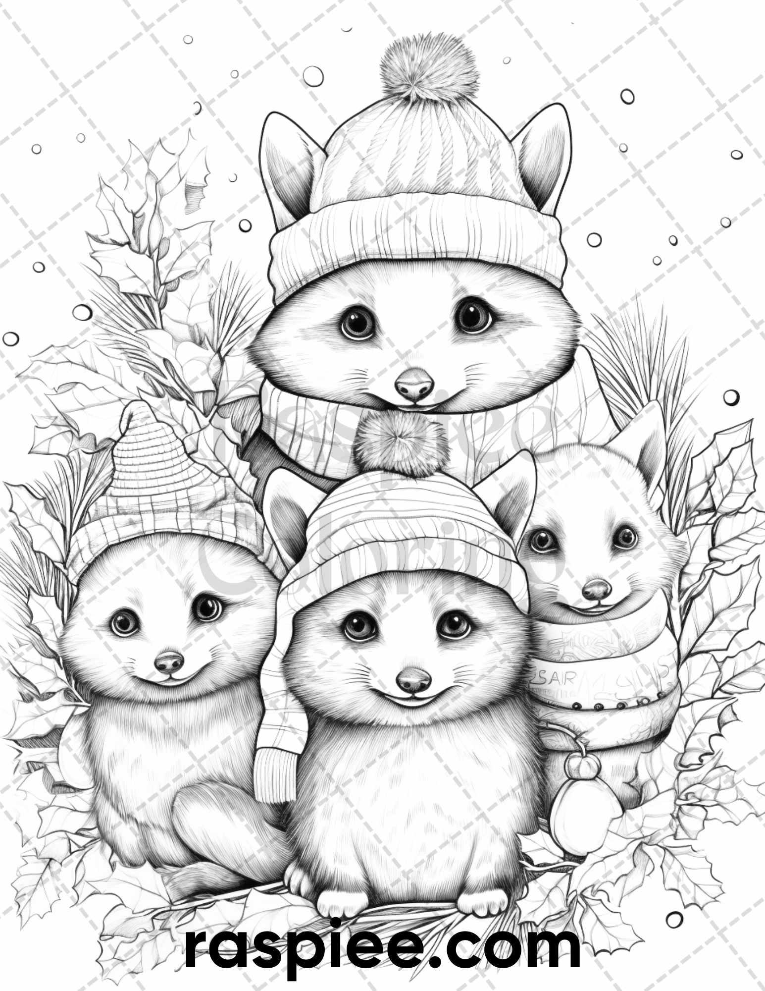 60 Merry Christmas Grayscale Coloring Pages Printable for Adult, Holiday Relaxation Art, PDF File Instant Download