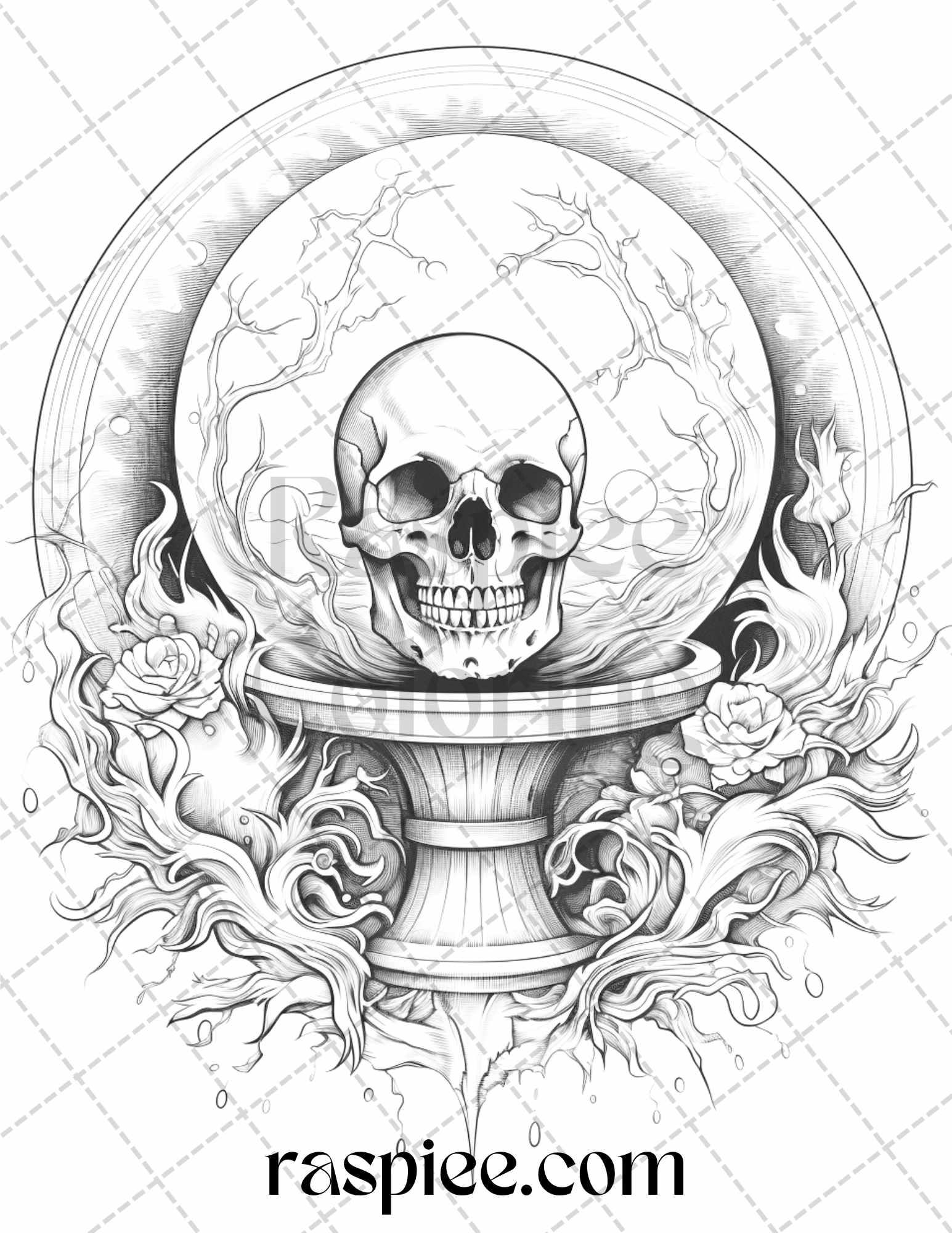 40 Witchy Wonders Grayscale Coloring Pages Printable for Adults, PDF File Instant Download