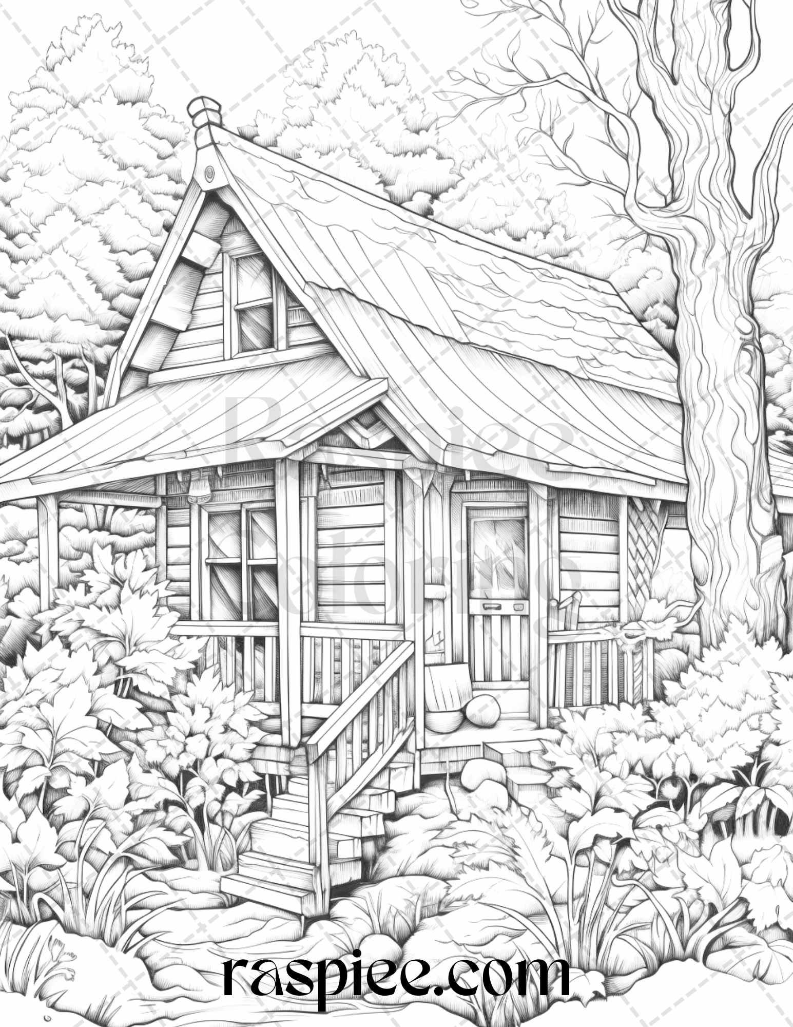 Autumn Vibes Grayscale Coloring Pages Printable for Adults, PDF File Instant Download