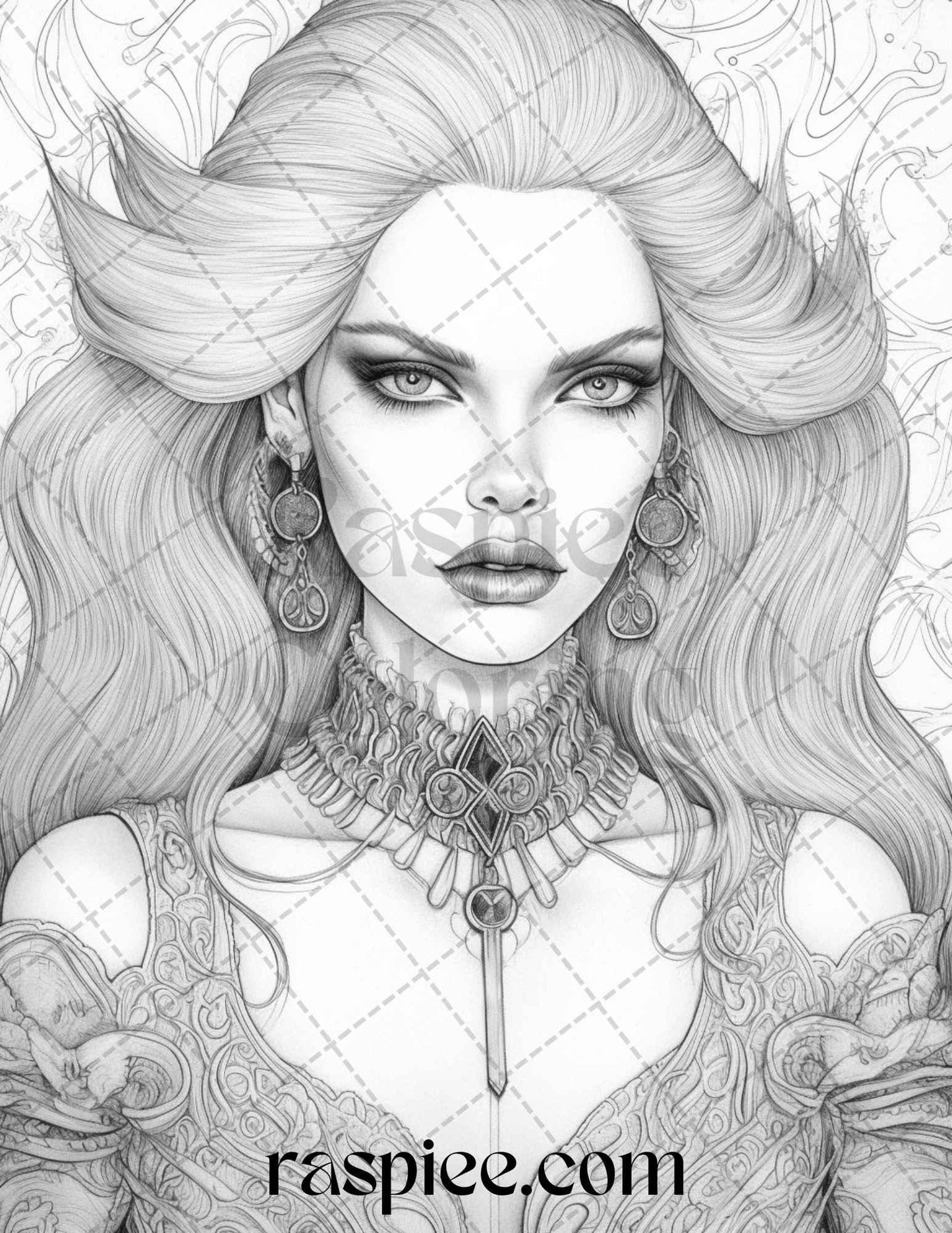 Bewitching Vampires Grayscale Coloring Pages Printable for Adults, PDF File Instant Download
