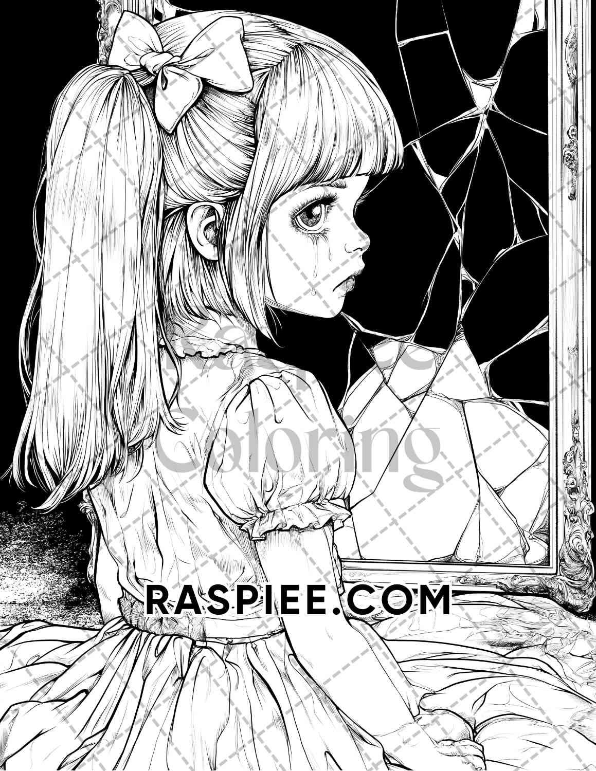 Haunted Dolls Halloween Horror Adult Coloring Pages Printable PDF Instant Download