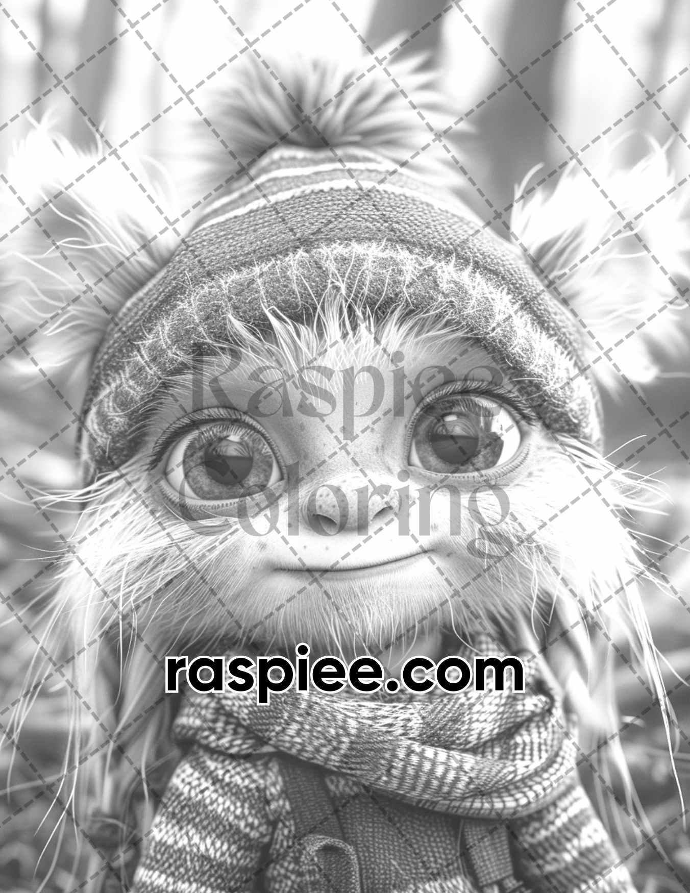 65 Fantasy Little Trolls Grayscale Adult Coloring Pages Printable PDF Instant Download
