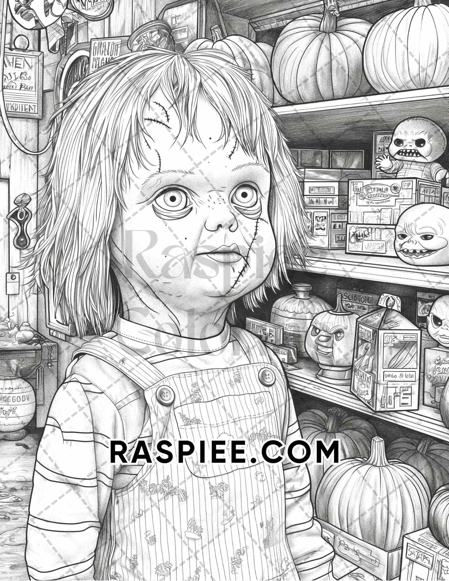 Freak Of Horror Halloween Adult Coloring Pages Printable PDF Instant Download