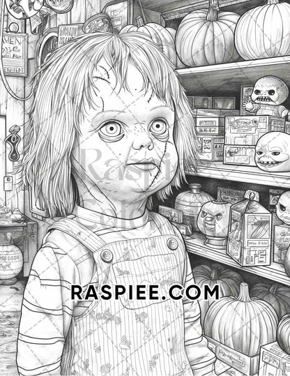 Freak Of Horror Halloween Adult Coloring Pages Printable PDF Instant Download