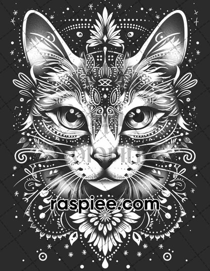 87 Spirit Animals Grayscale Adult Coloring Pages Printable PDF Instant Download