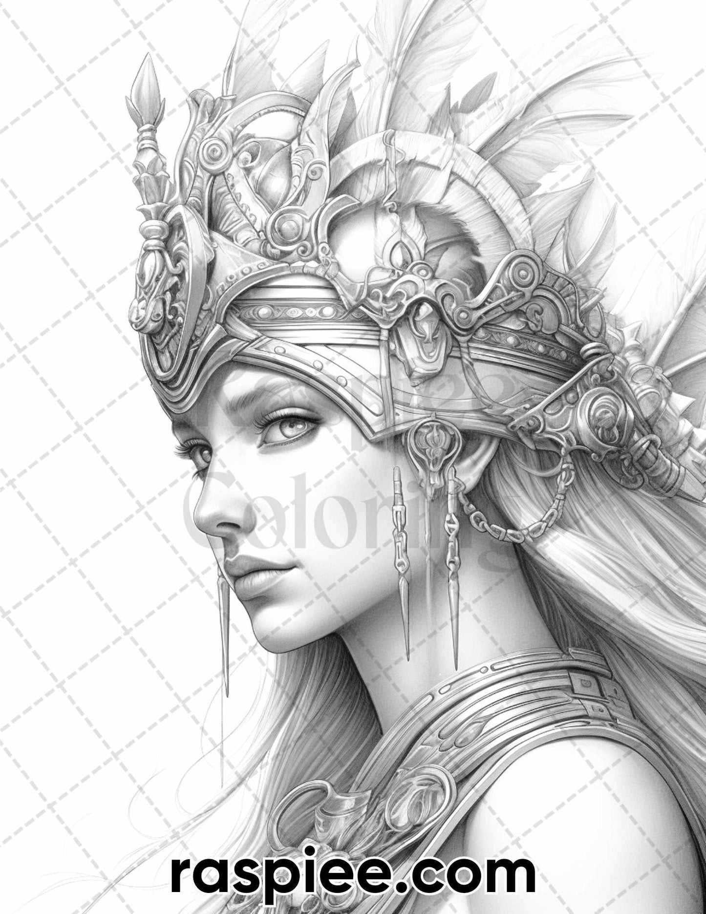 52 Mythology Gods Grayscale Coloring Pages for Adults, Printable PDF Instant Download