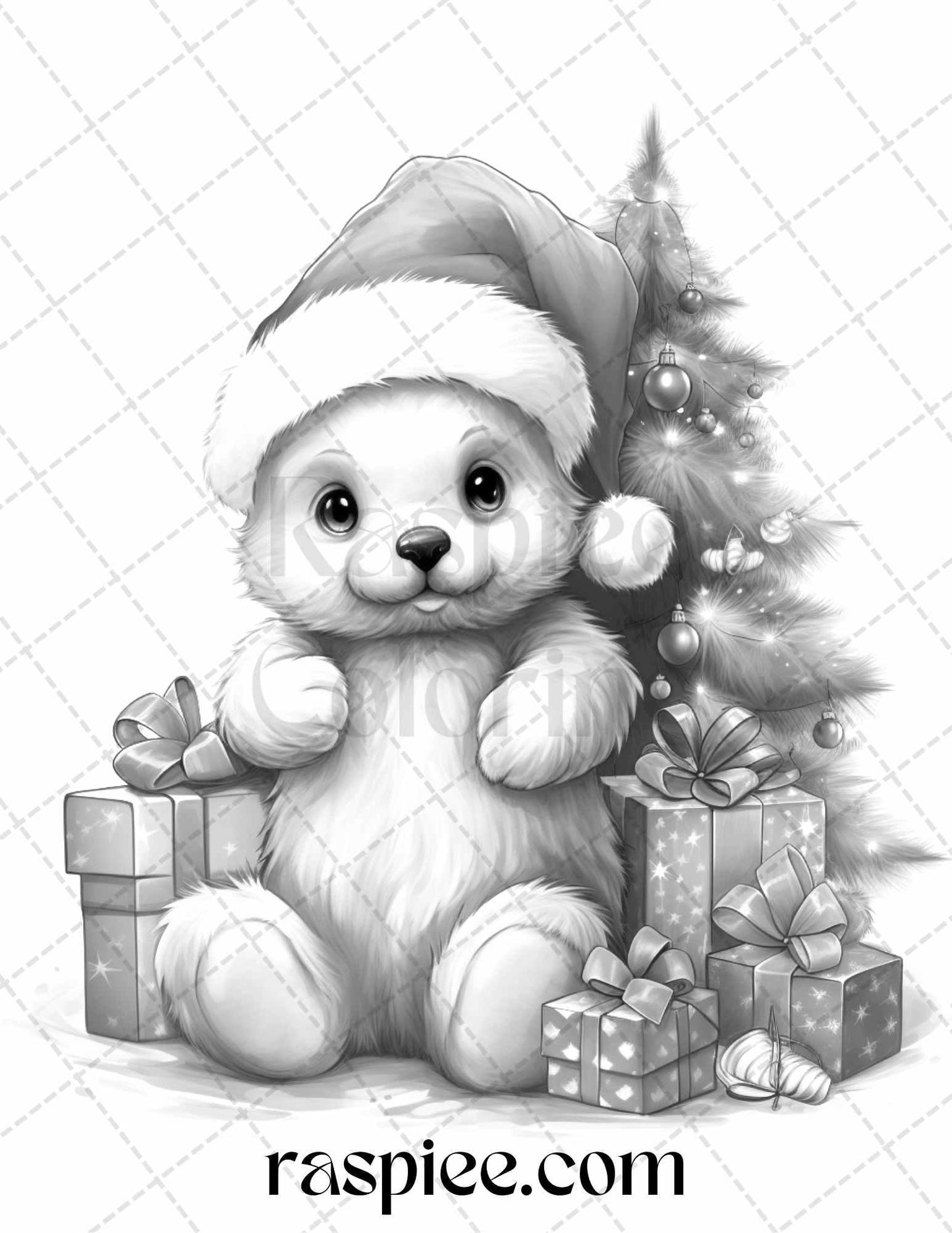 70 Christmas Critters Grayscale Coloring Pages Printable for Adults and Kids, PDF File Instant Download