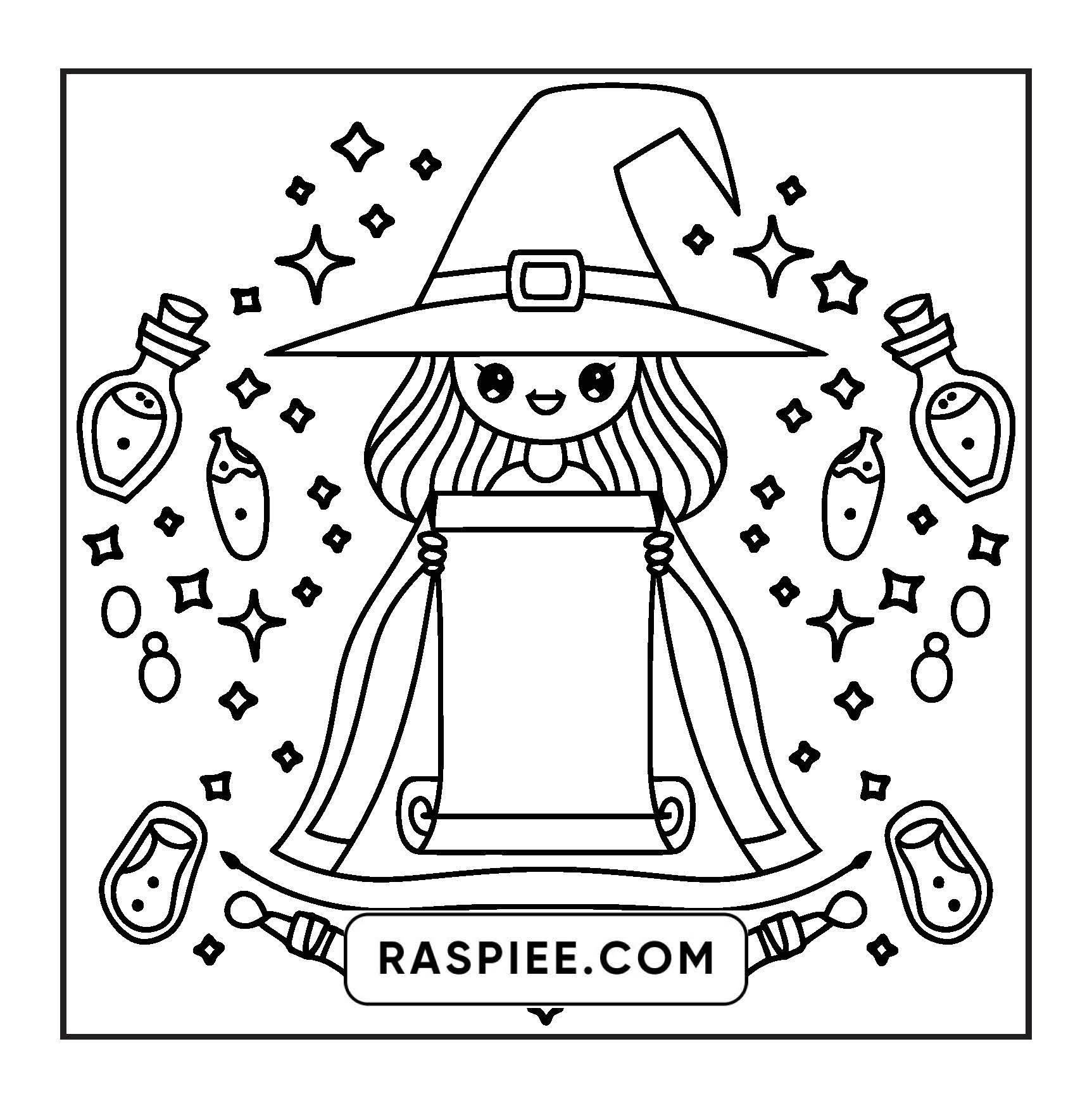 92 Bold and Easy Cute Witch Stuff Coloring Pages