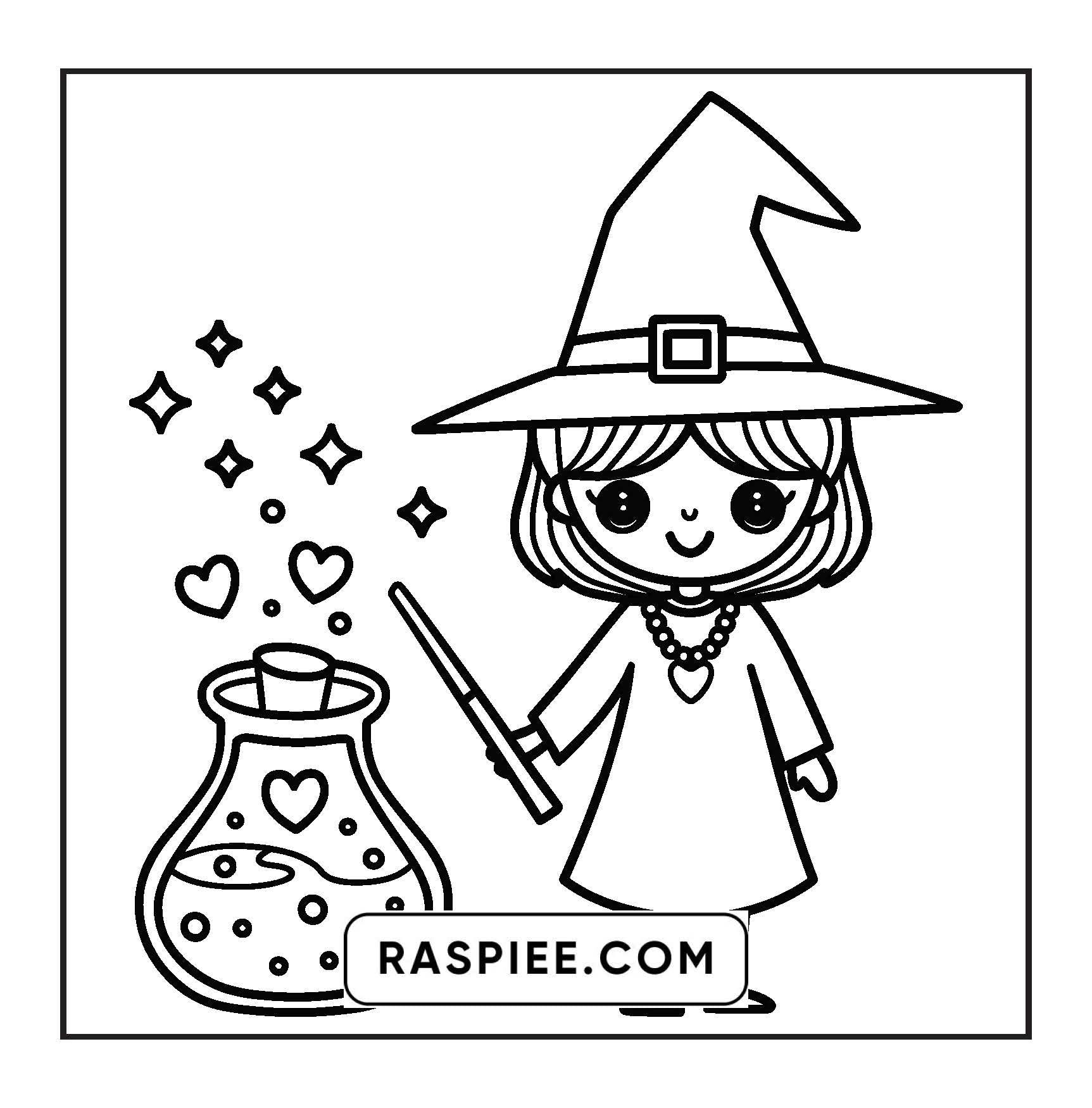 92 Bold and Easy Cute Witch Stuff Coloring Pages