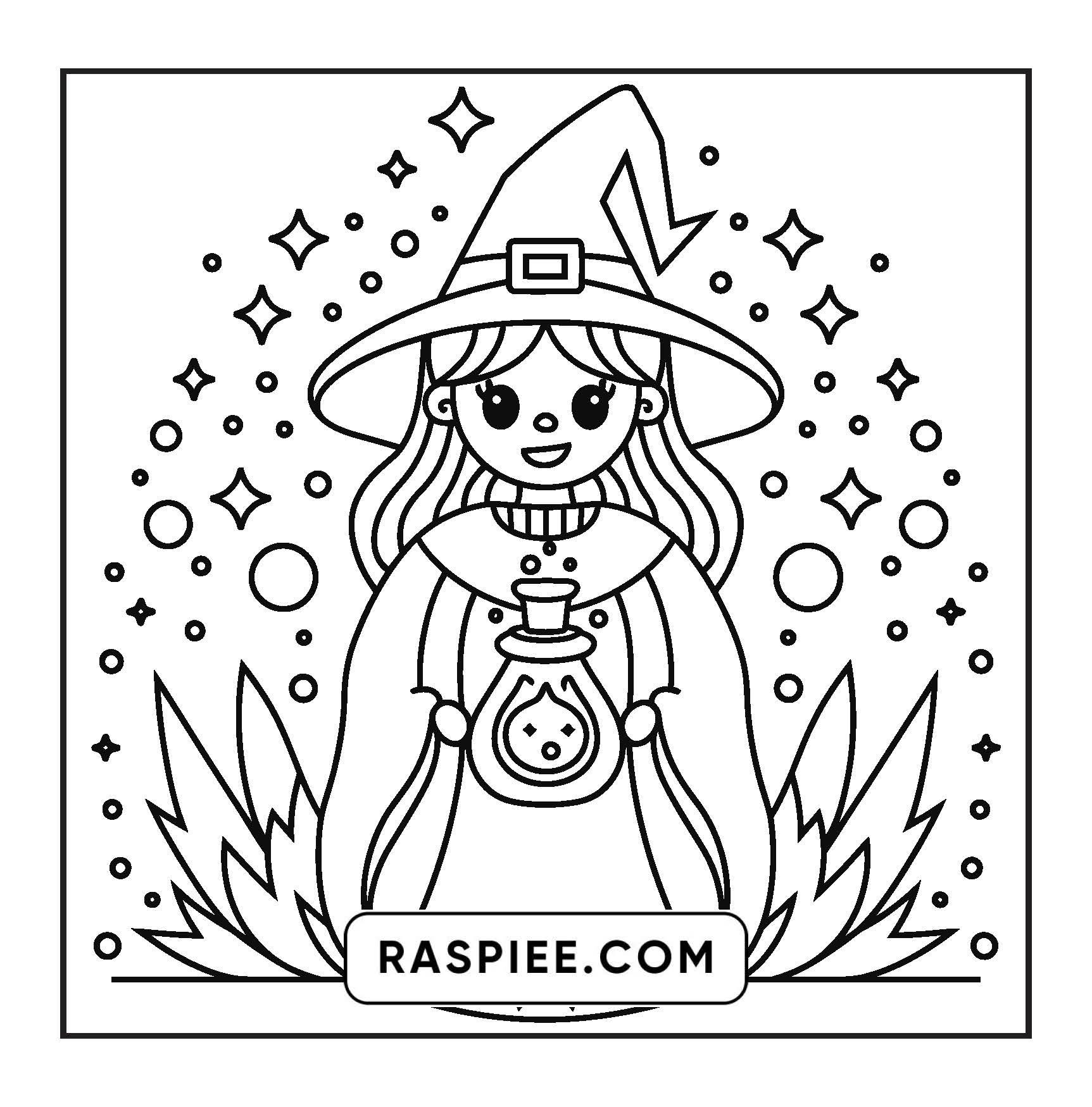 92 Bold and Easy Cute Witch Stuff Coloring Pages