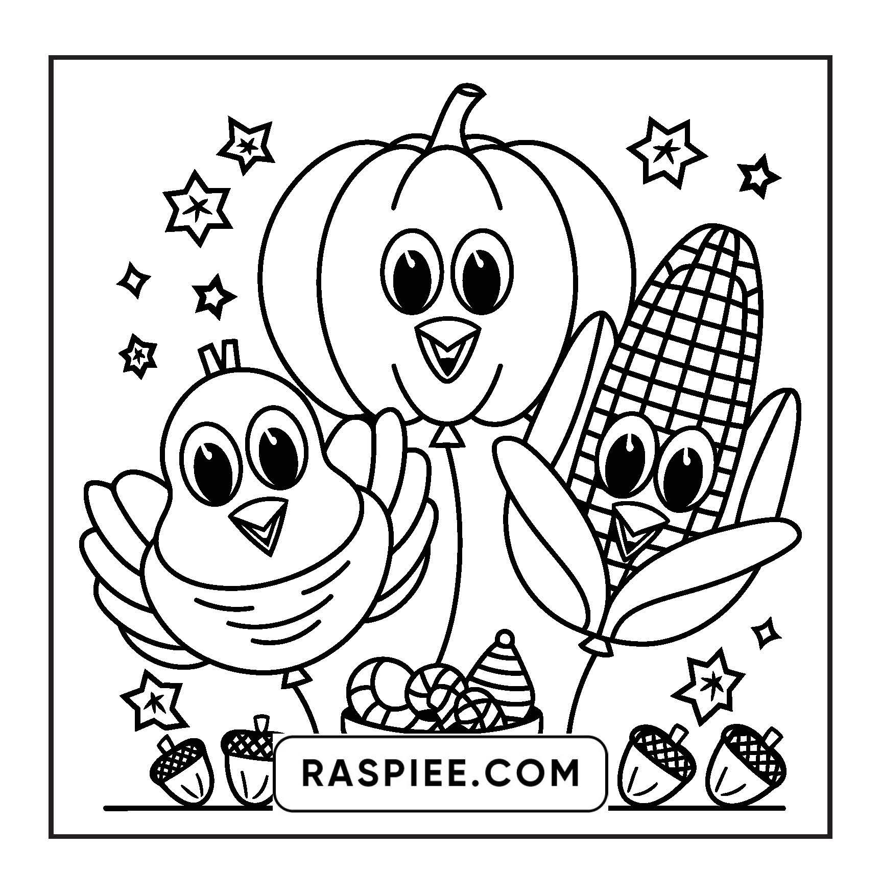 108 Bold and Easy Thanksgiving Coloring Pages Printable PDF Instant Download
