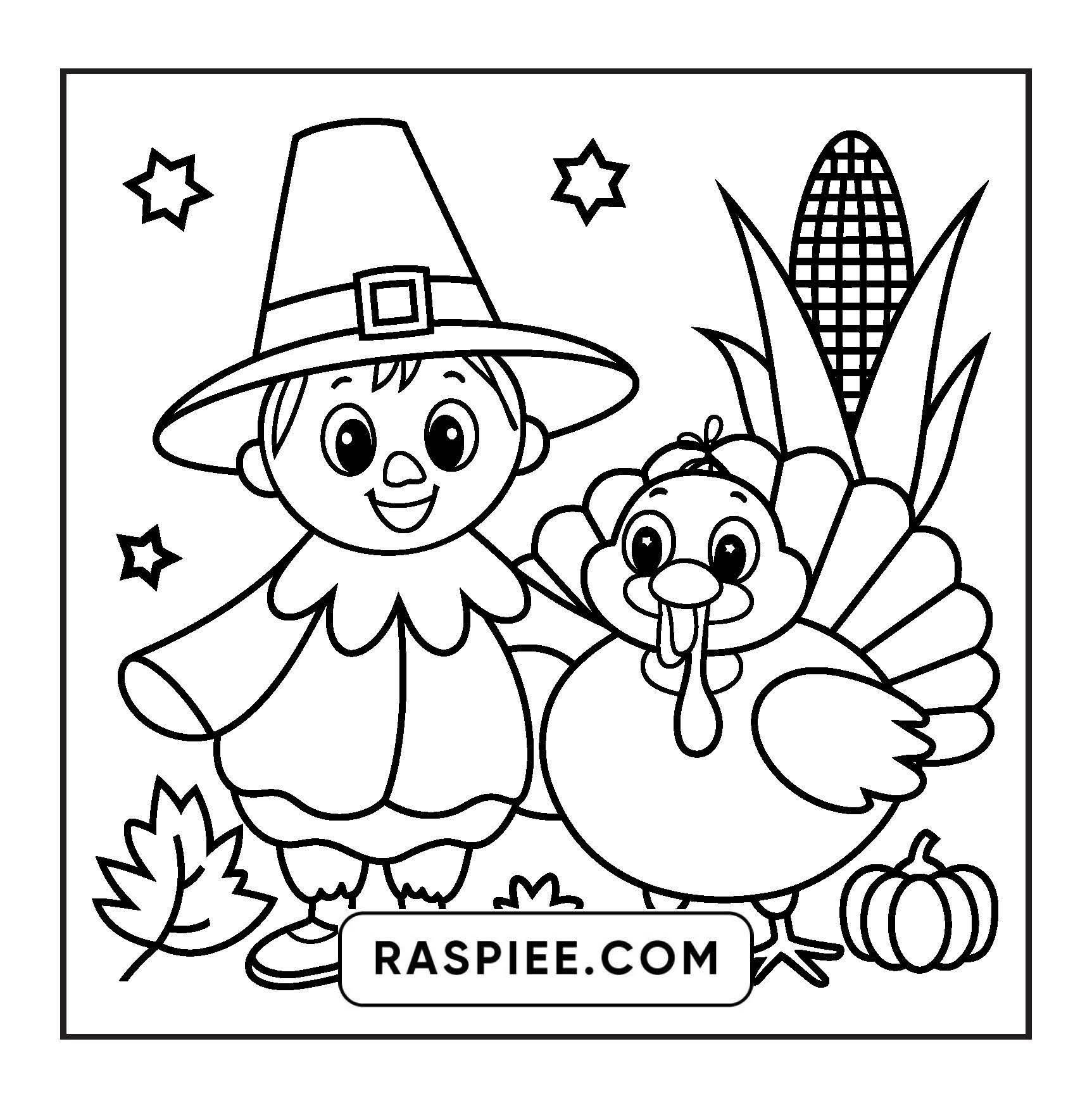 108 Bold and Easy Thanksgiving Coloring Pages Printable PDF Instant Download