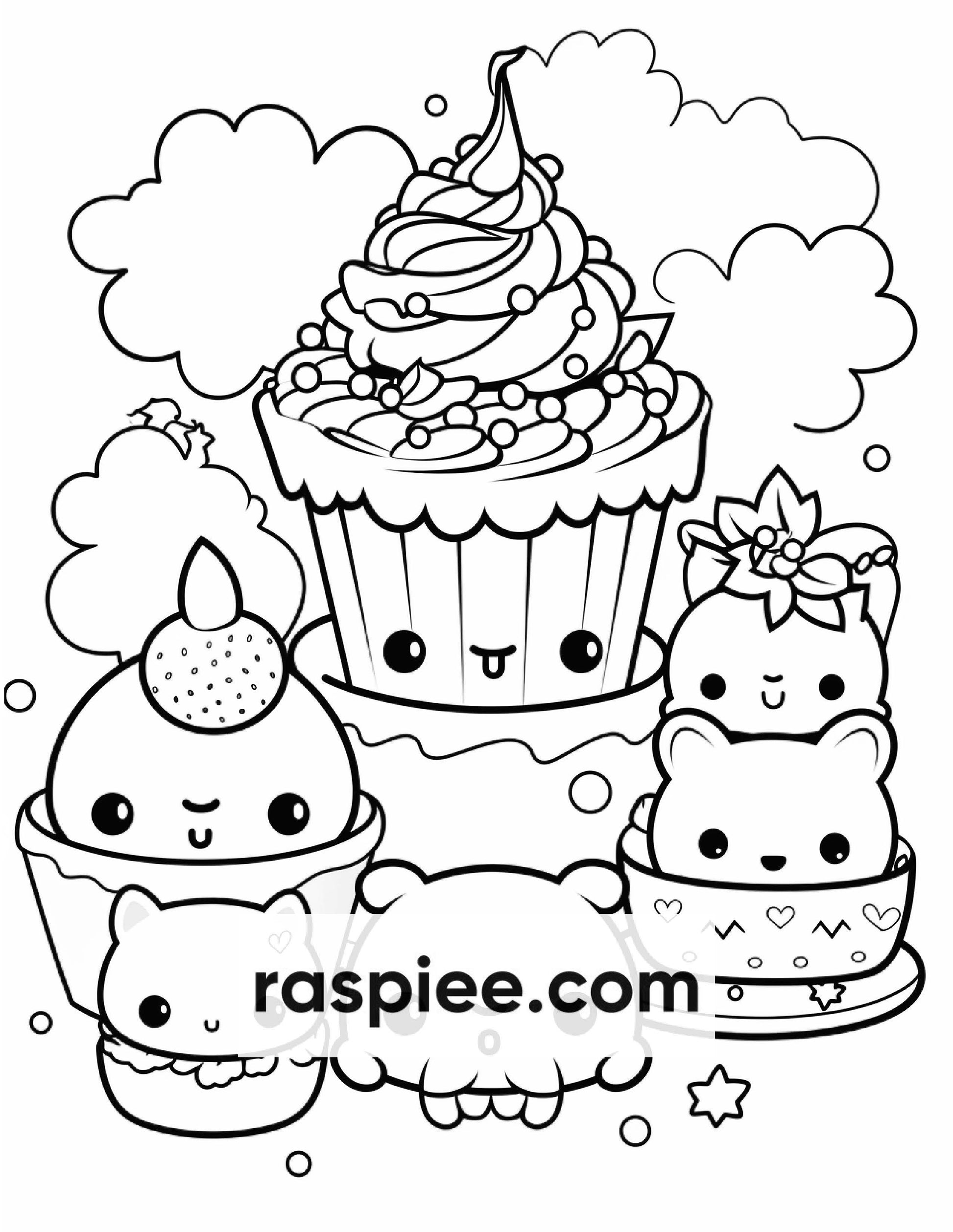 200 Kawaii Food Coloring Pages for Kids, Fun Homeschool Activities, Printable PDF Instant Download