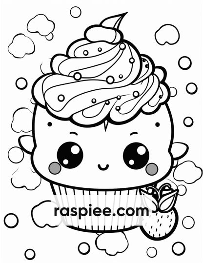 200 Kawaii Food Coloring Pages for Kids, Fun Homeschool Activities, Printable PDF Instant Download