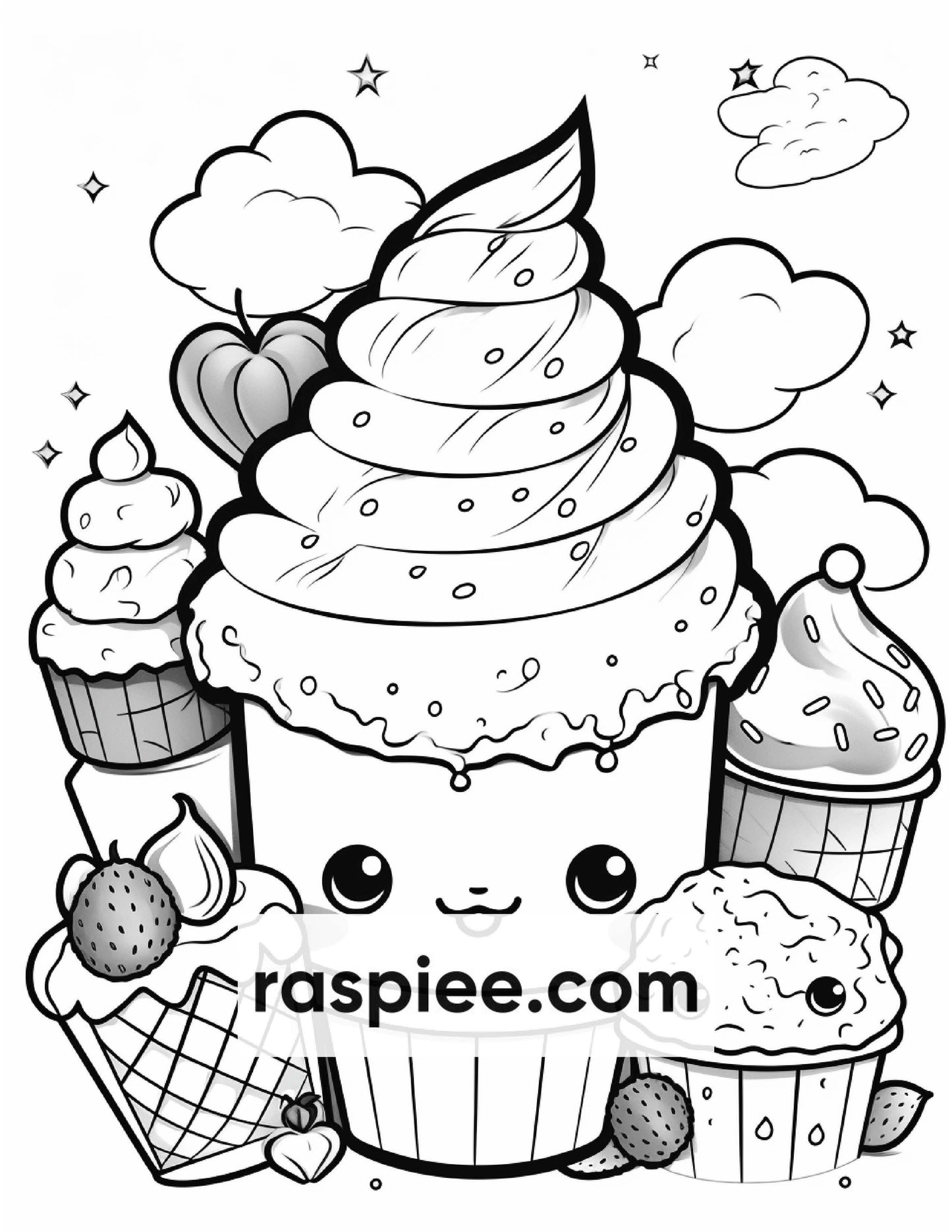 200 Kawaii Food Coloring Pages for Kids, Fun Homeschool Activities, Printable PDF Instant Download