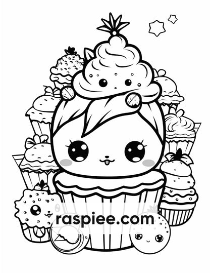 200 Kawaii Food Coloring Pages for Kids, Fun Homeschool Activities, Printable PDF Instant Download