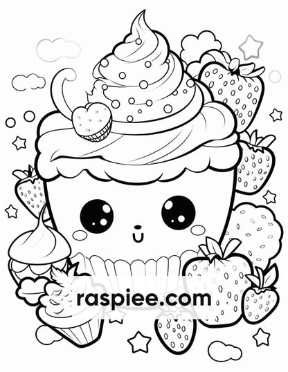 200 Kawaii Food Coloring Pages for Kids, Fun Homeschool Activities, Printable PDF Instant Download