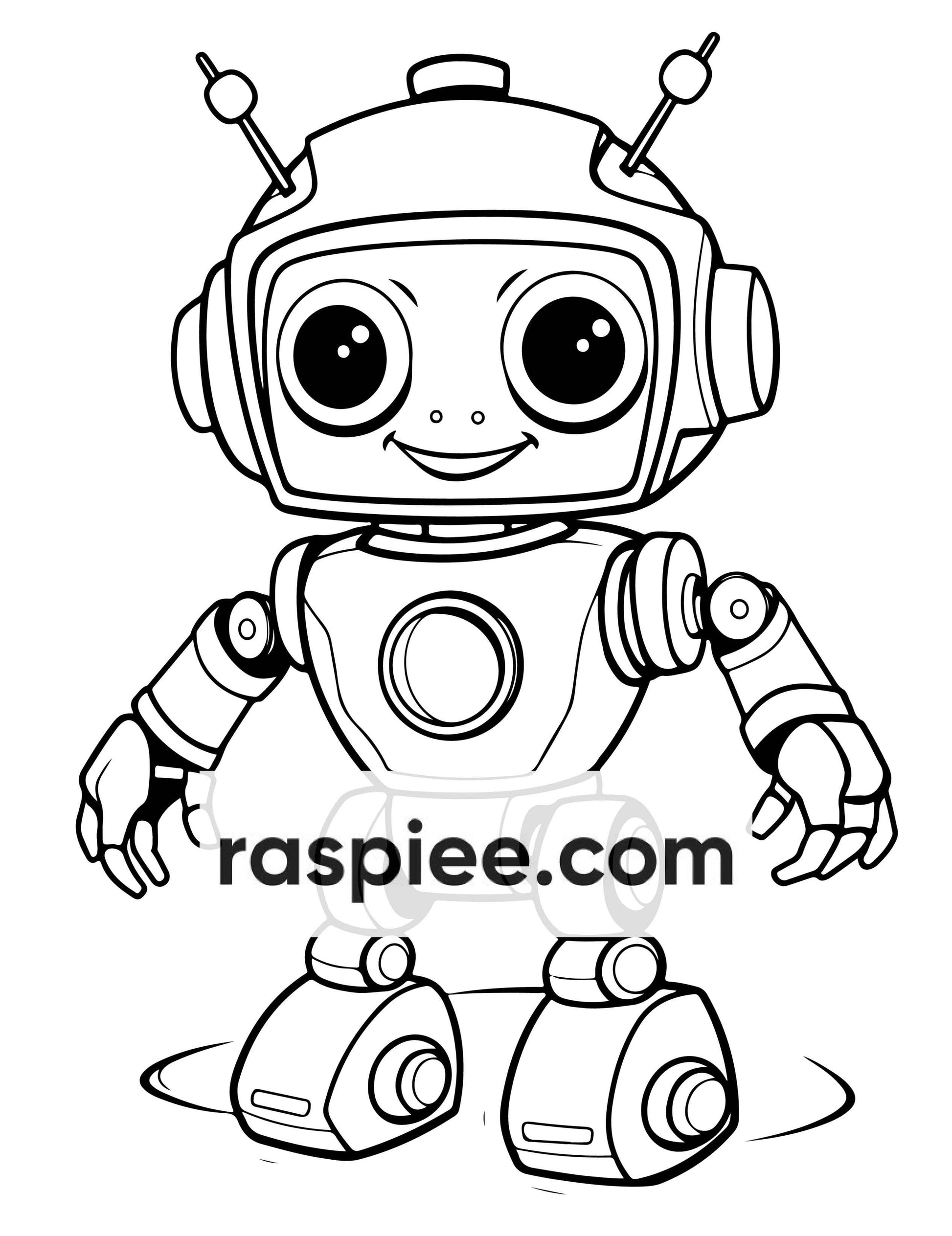 210 Robot Coloring Pages for Kids, Preschool Kindergarten Learning Activity Book Printable PDF Download