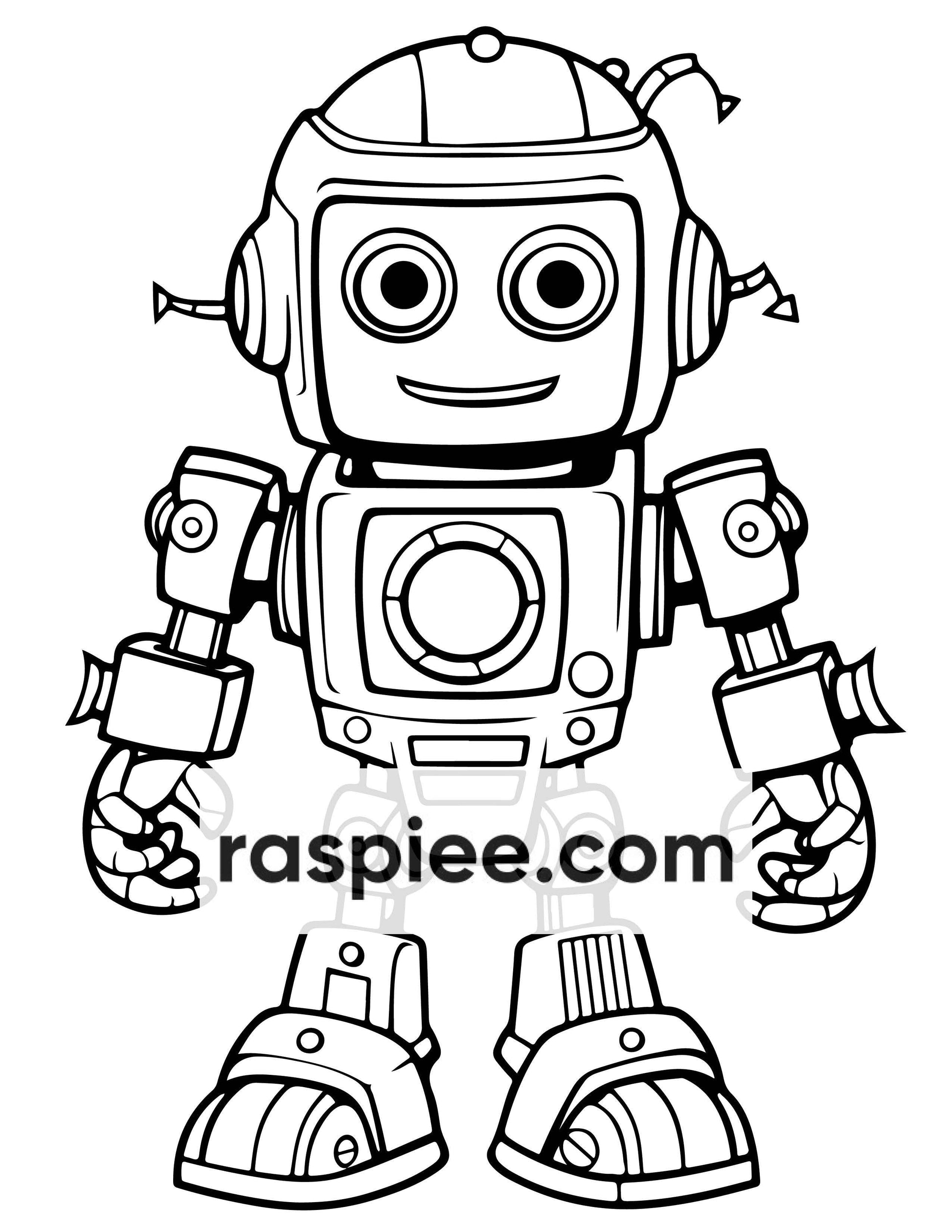 210 Robot Coloring Pages for Kids, Preschool Kindergarten Learning Activity Book Printable PDF Download