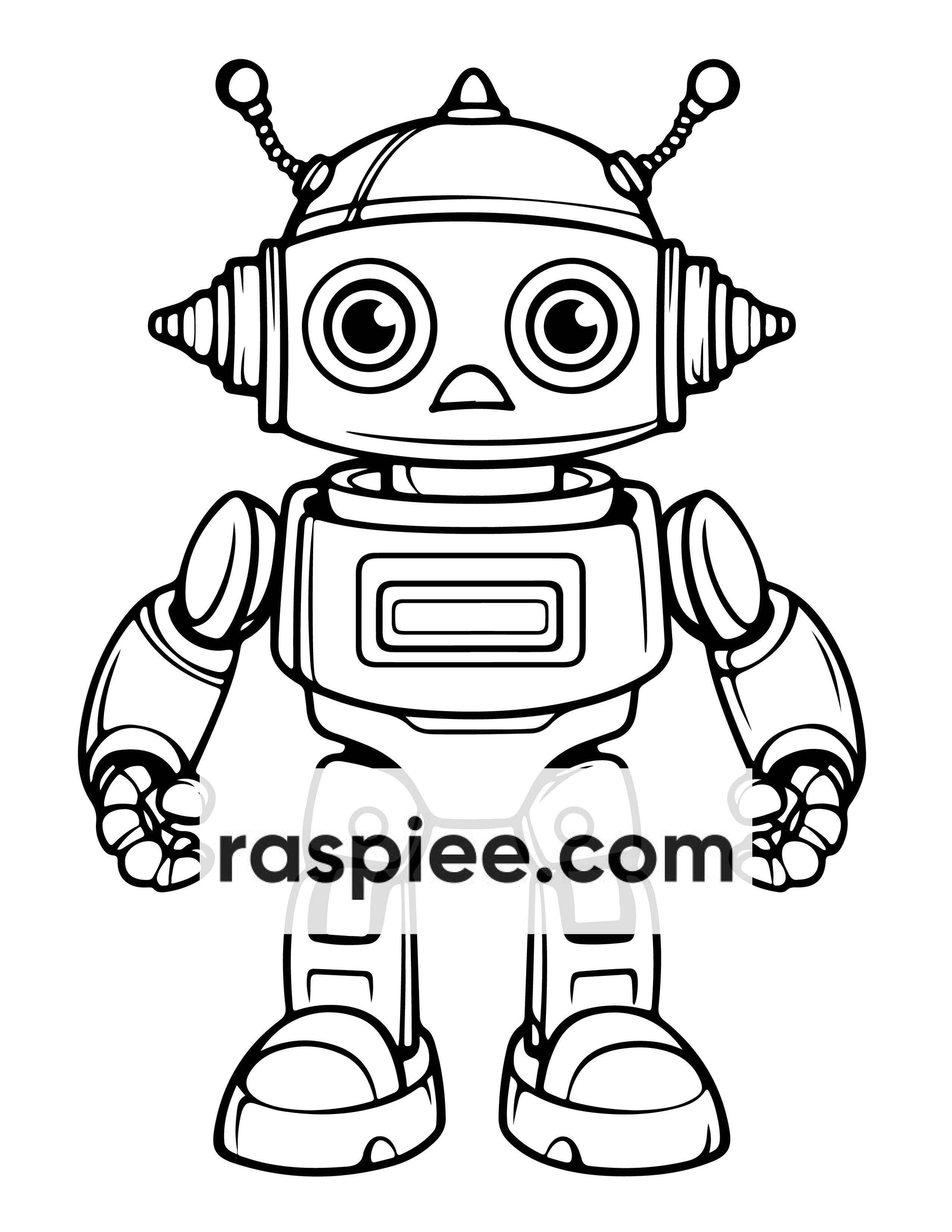 210 Robot Coloring Pages for Kids, Preschool Kindergarten Learning Activity Book Printable PDF Download