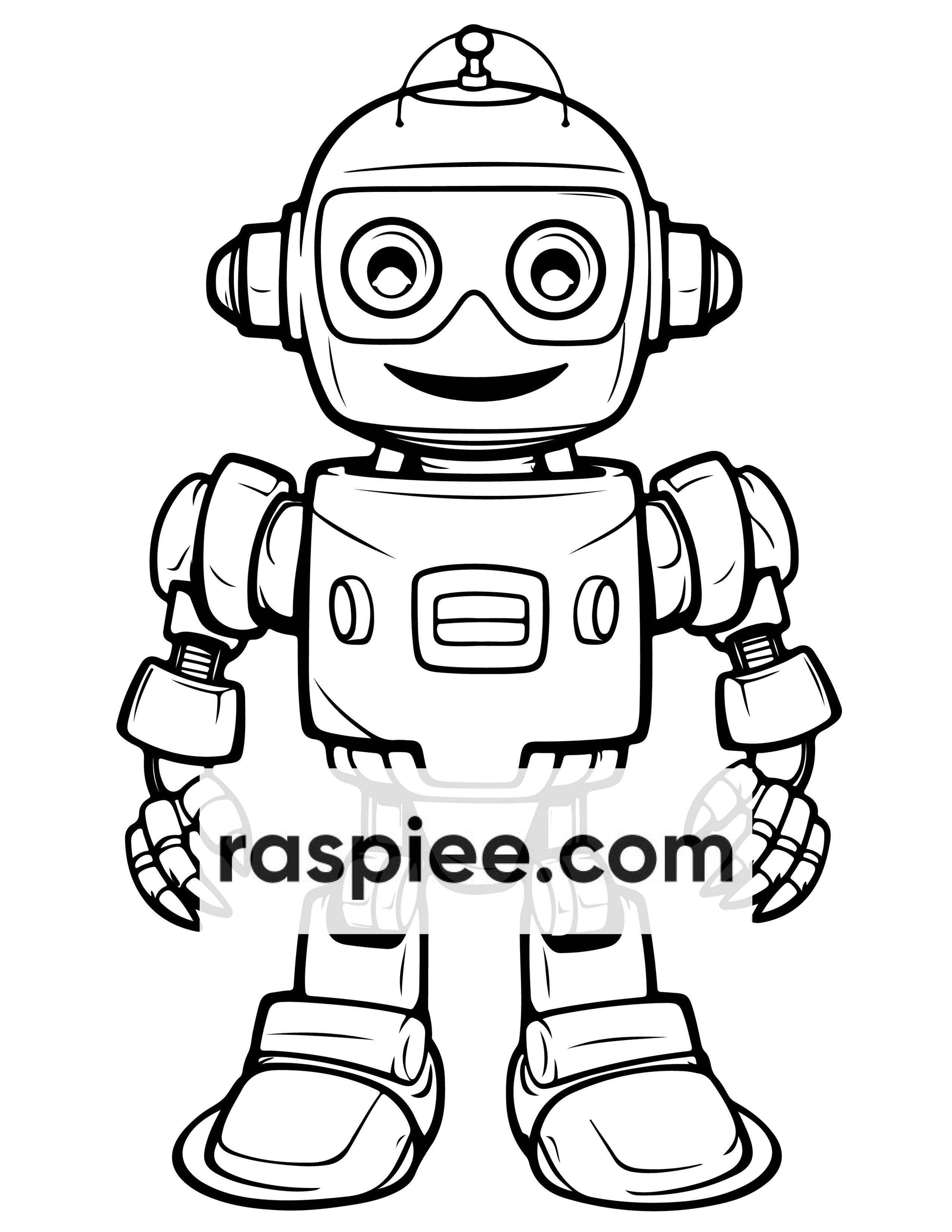 210 Robot Coloring Pages for Kids, Preschool Kindergarten Learning Activity Book Printable PDF Download