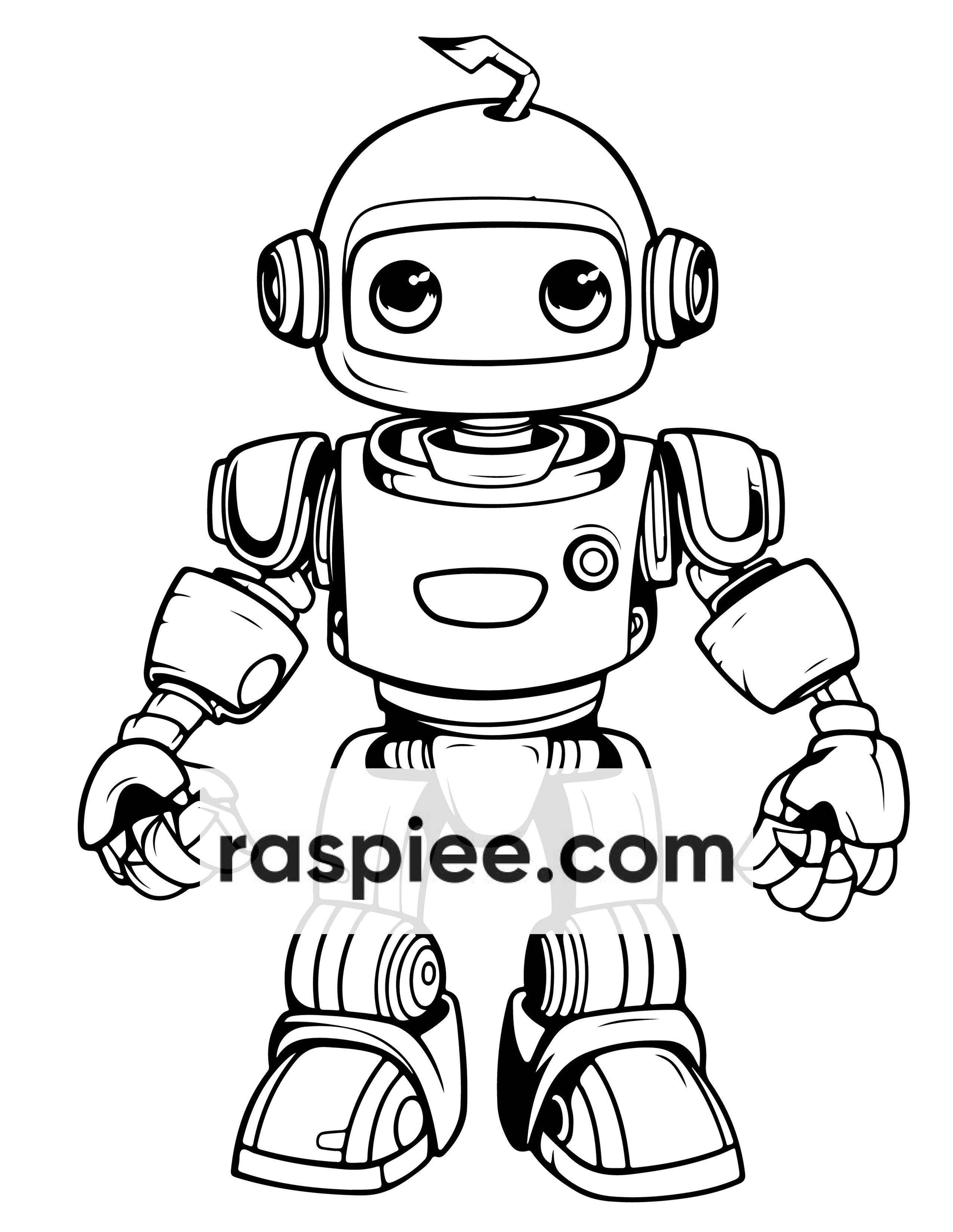 210 Robot Coloring Pages for Kids, Preschool Kindergarten Learning Activity Book Printable PDF Download