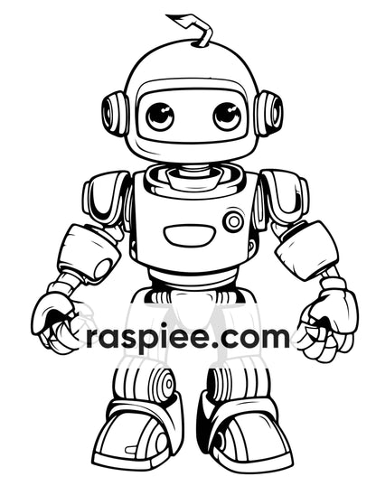 210 Robot Coloring Pages for Kids, Preschool Kindergarten Learning Activity Book Printable PDF Download