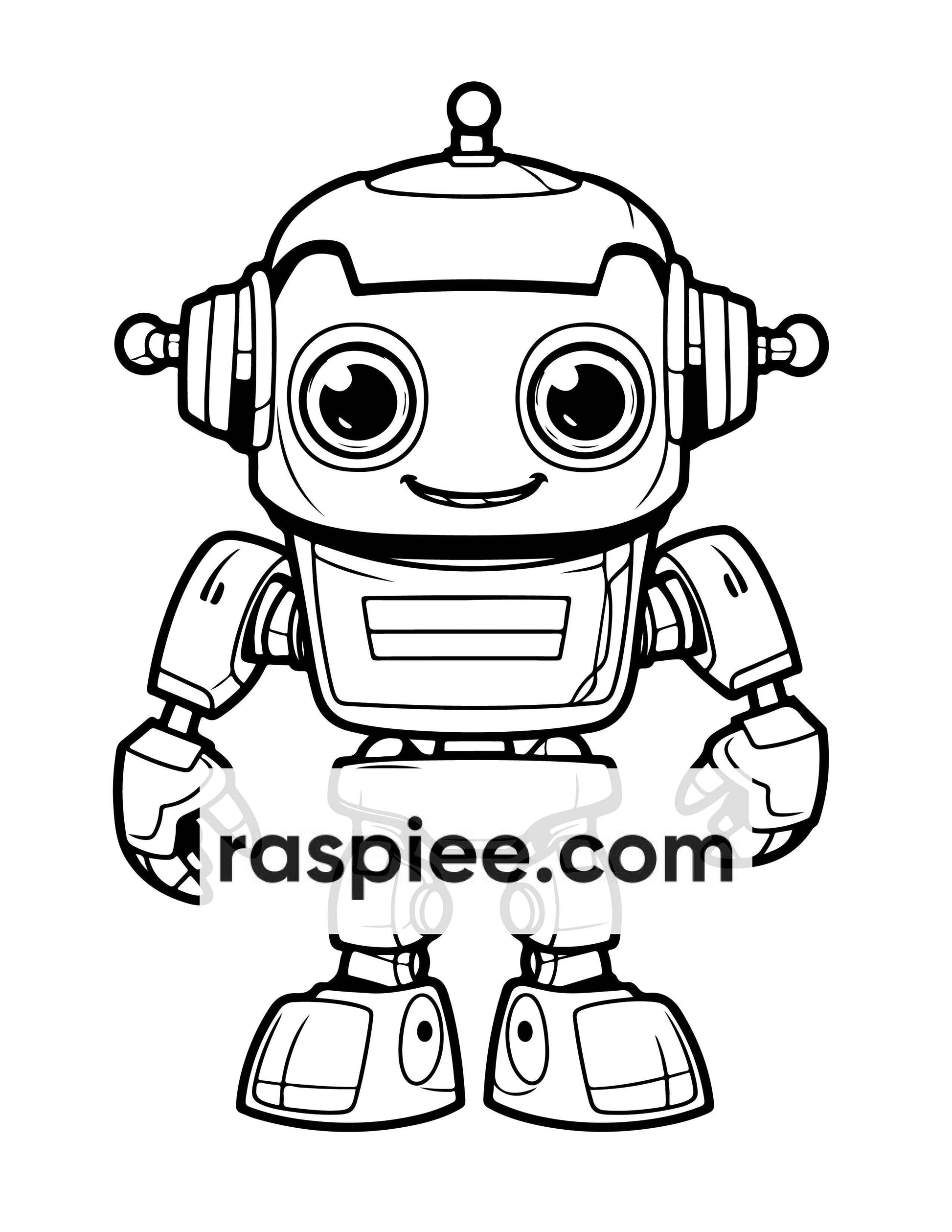 210 Robot Coloring Pages for Kids, Preschool Kindergarten Learning Activity Book Printable PDF Download