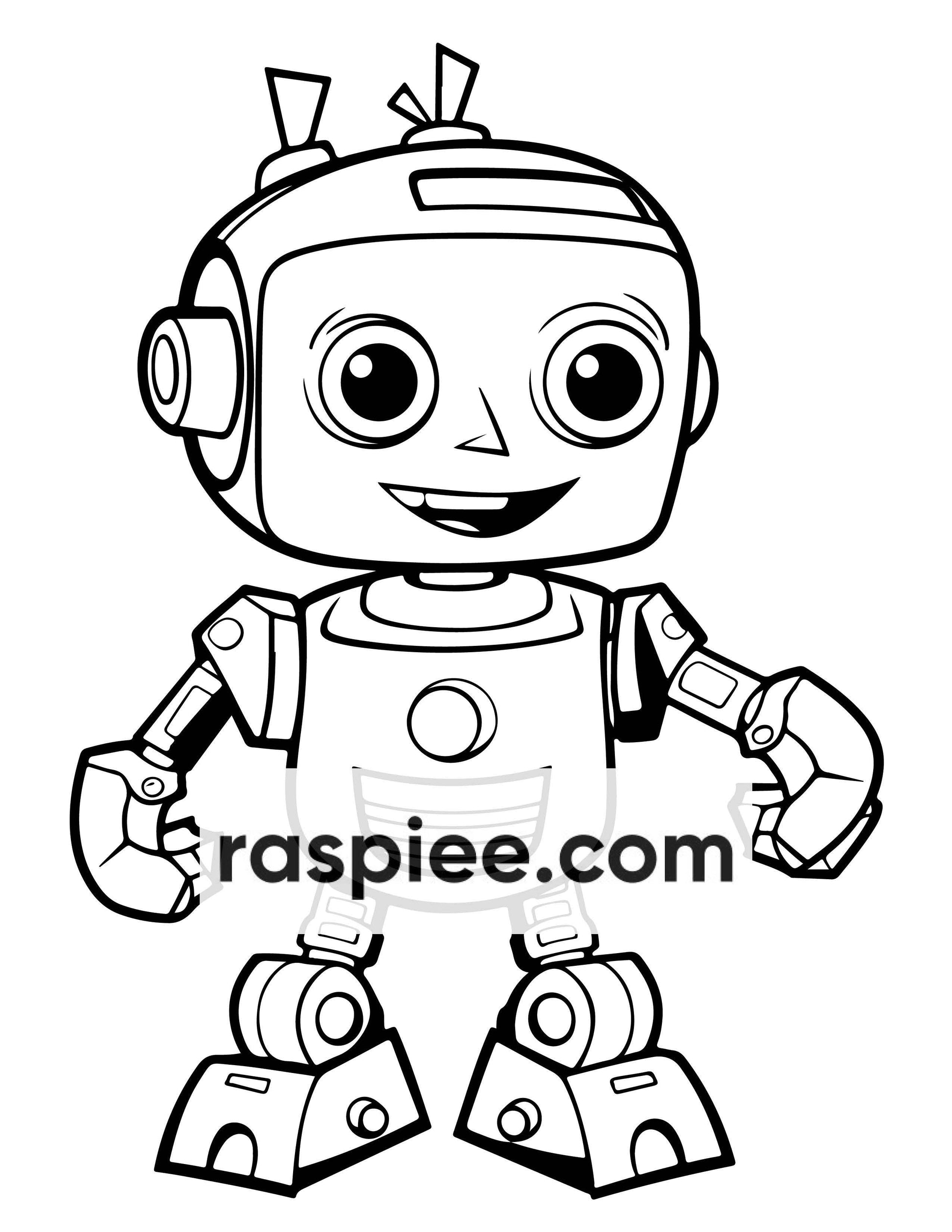 210 Robot Coloring Pages for Kids, Preschool Kindergarten Learning Activity Book Printable PDF Download