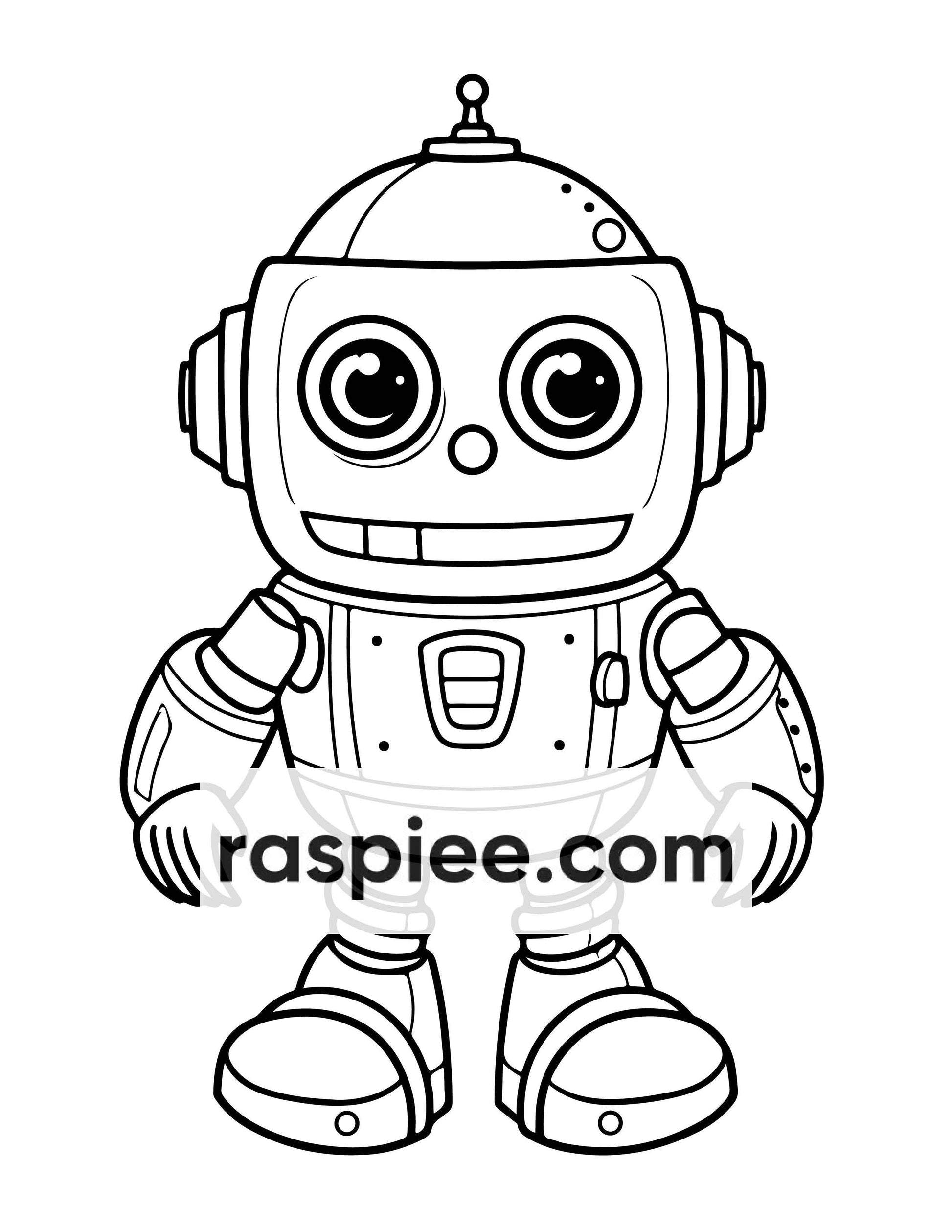 210 Robot Coloring Pages for Kids, Preschool Kindergarten Learning Activity Book Printable PDF Download