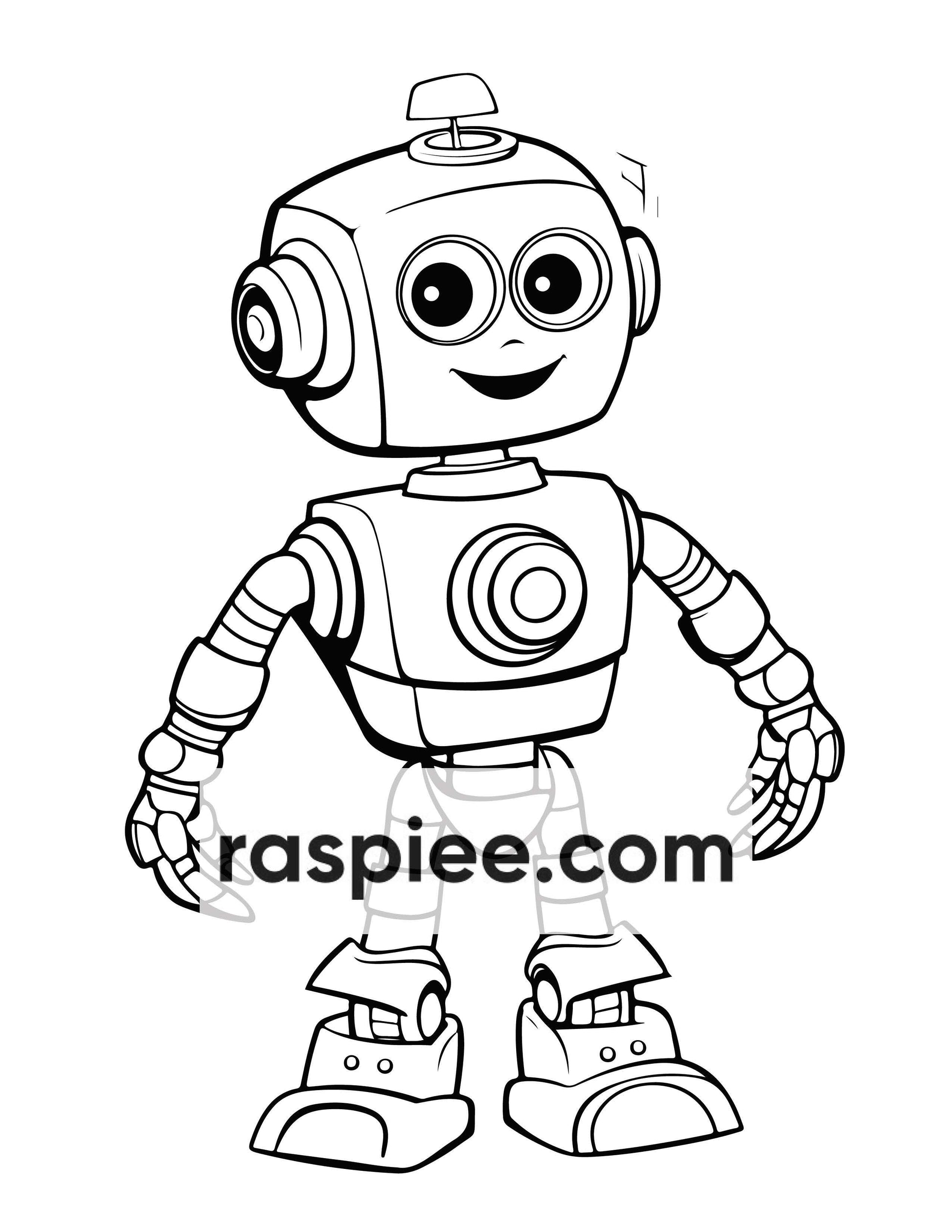 210 Robot Coloring Pages for Kids, Preschool Kindergarten Learning Activity Book Printable PDF Download