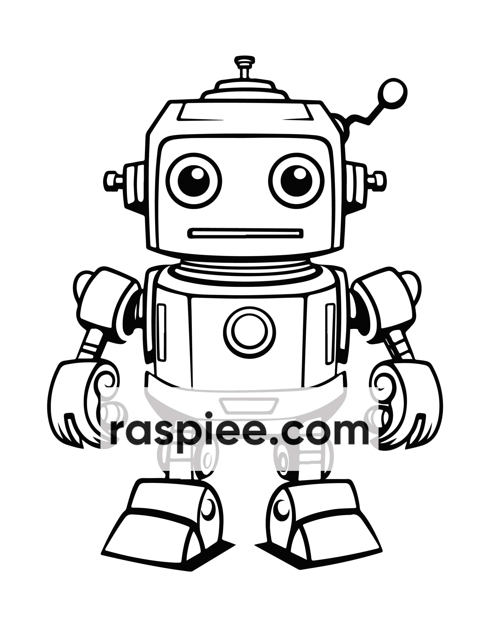 210 Robot Coloring Pages for Kids, Preschool Kindergarten Learning Activity Book Printable PDF Download