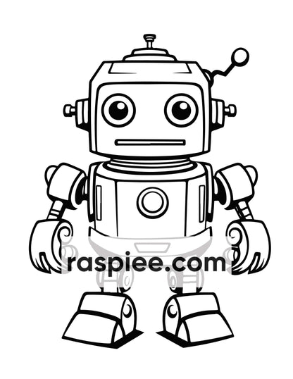 210 Robot Coloring Pages for Kids, Preschool Kindergarten Learning Activity Book Printable PDF Download