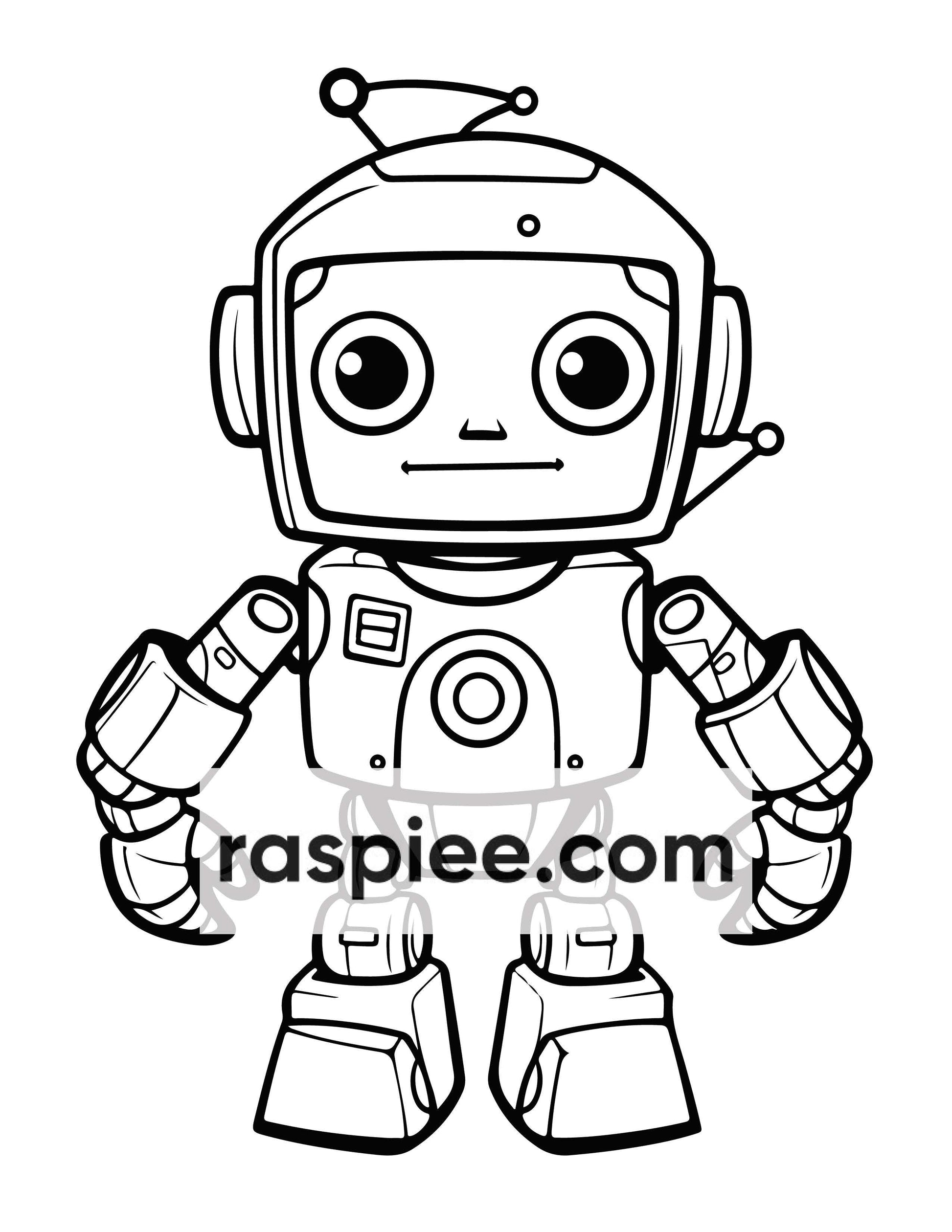 210 Robot Coloring Pages for Kids, Preschool Kindergarten Learning Activity Book Printable PDF Download