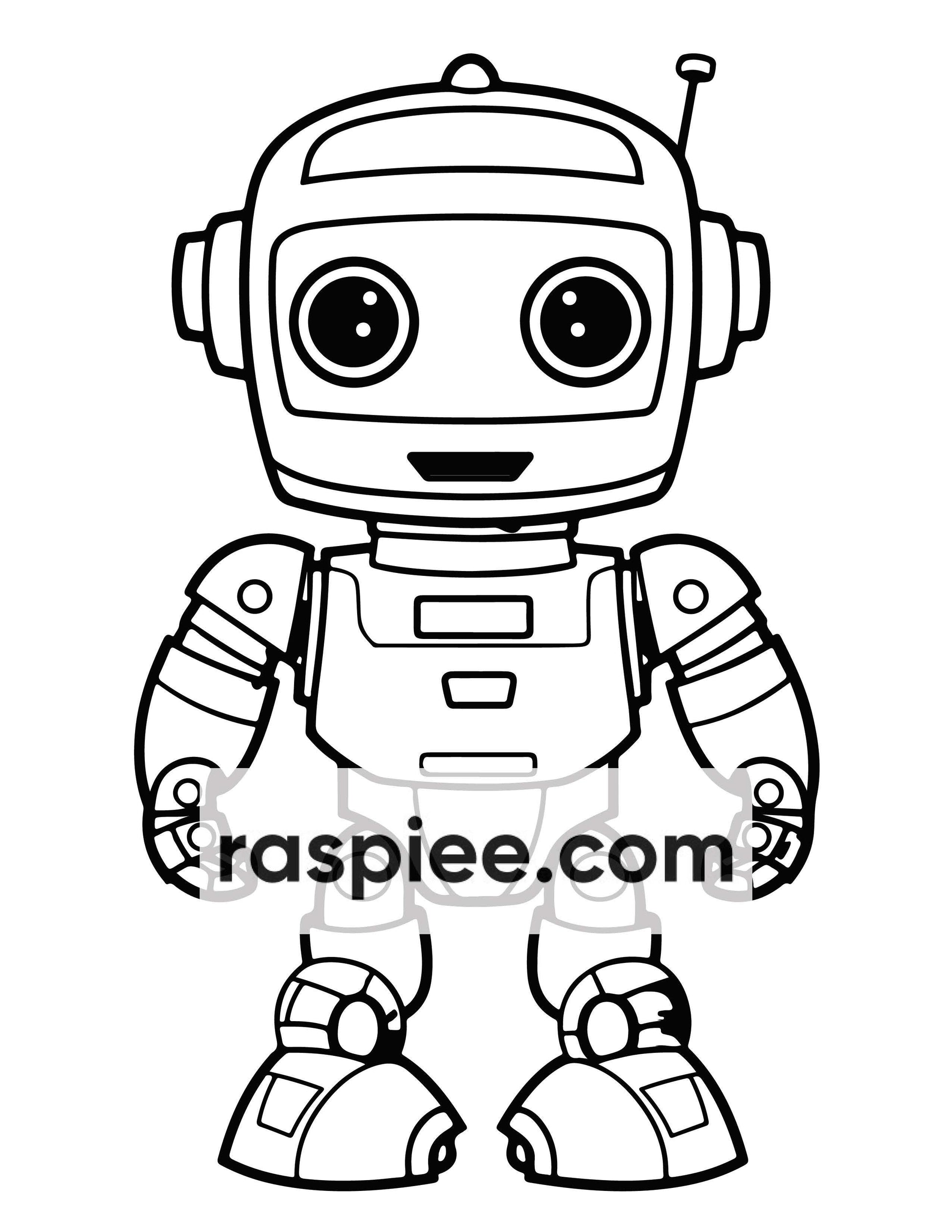 210 Robot Coloring Pages for Kids, Preschool Kindergarten Learning Activity Book Printable PDF Download