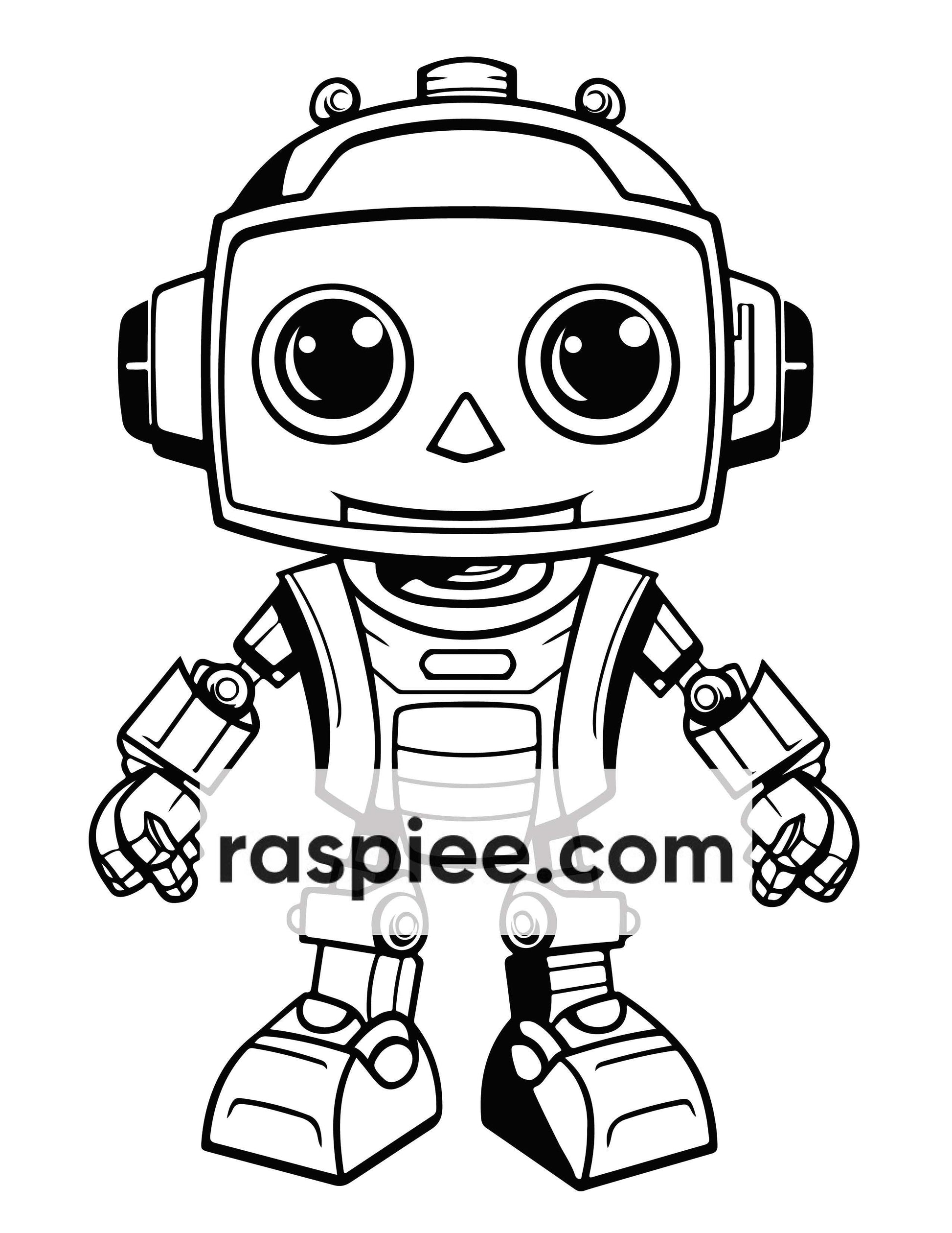 210 Robot Coloring Pages for Kids, Preschool Kindergarten Learning Activity Book Printable PDF Download